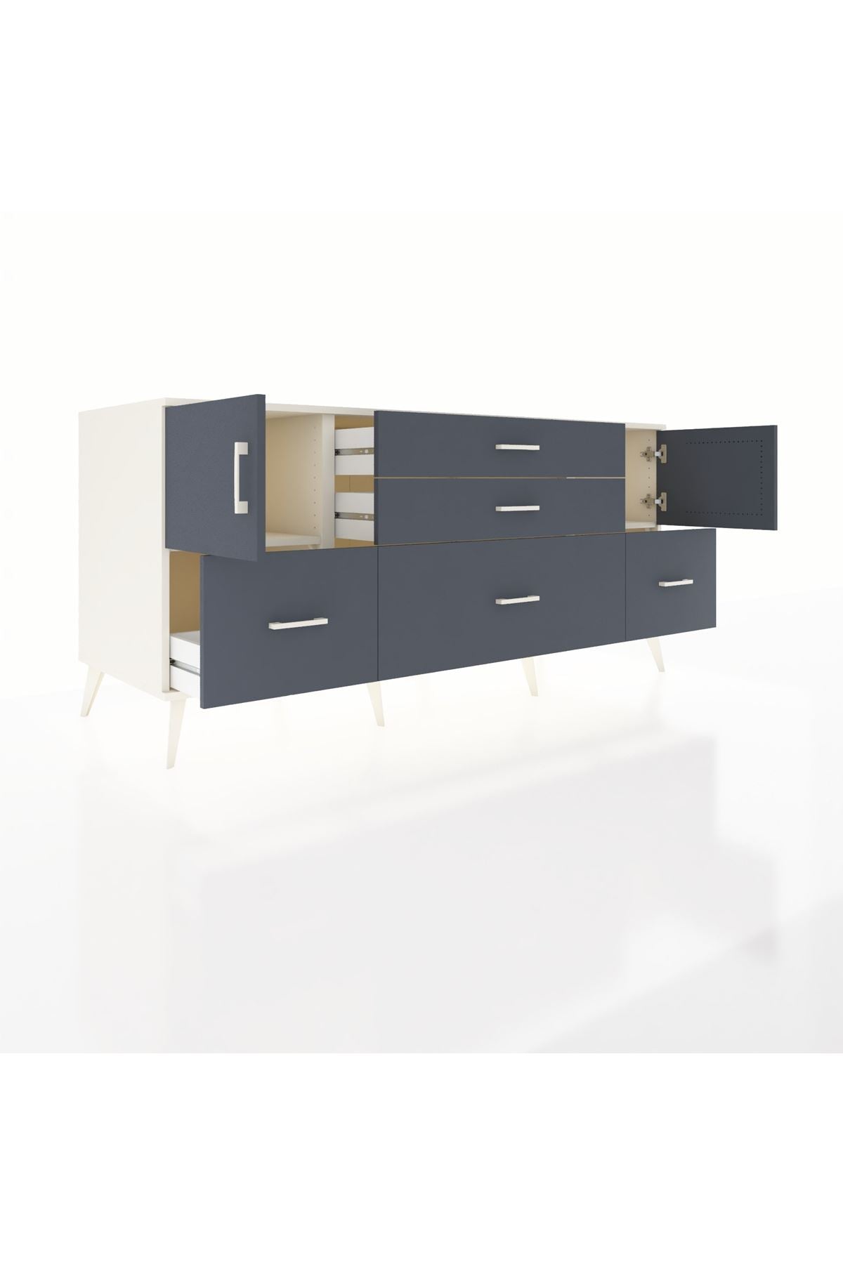 Kronos Konsol 2 Raflı 5 Çekmeceli 2 Kapaklı 176x59x83 - S610M029V08C