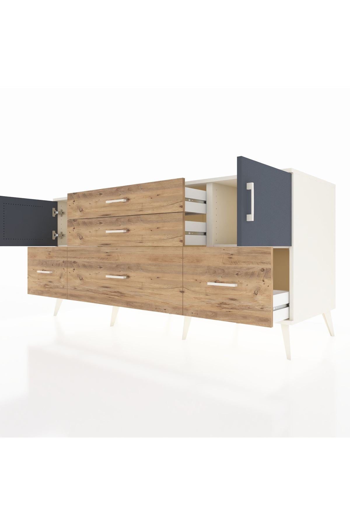 Kronos Konsol 2 Raflı 5 Çekmeceli 2 Kapaklı 176x59x83 - S610M029V09C