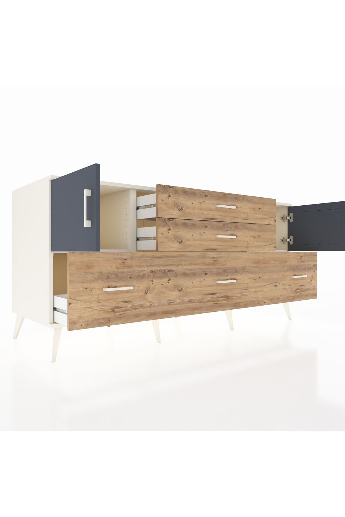 Kronos Konsol 2 Raflı 5 Çekmeceli 2 Kapaklı 176x59x83 - S610M029V09C