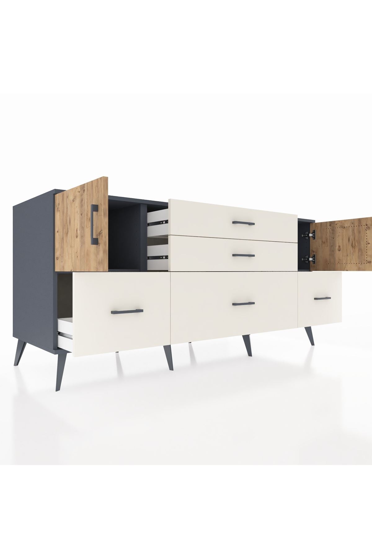 Kronos Konsol 2 Raflı 5 Çekmeceli 2 Kapaklı 176x59x83 - S610M029V10C