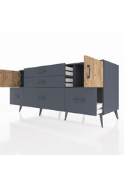 Kronos Konsol 2 Raflı 5 Çekmeceli 2 Kapaklı 176x59x83 - S610M029V11C