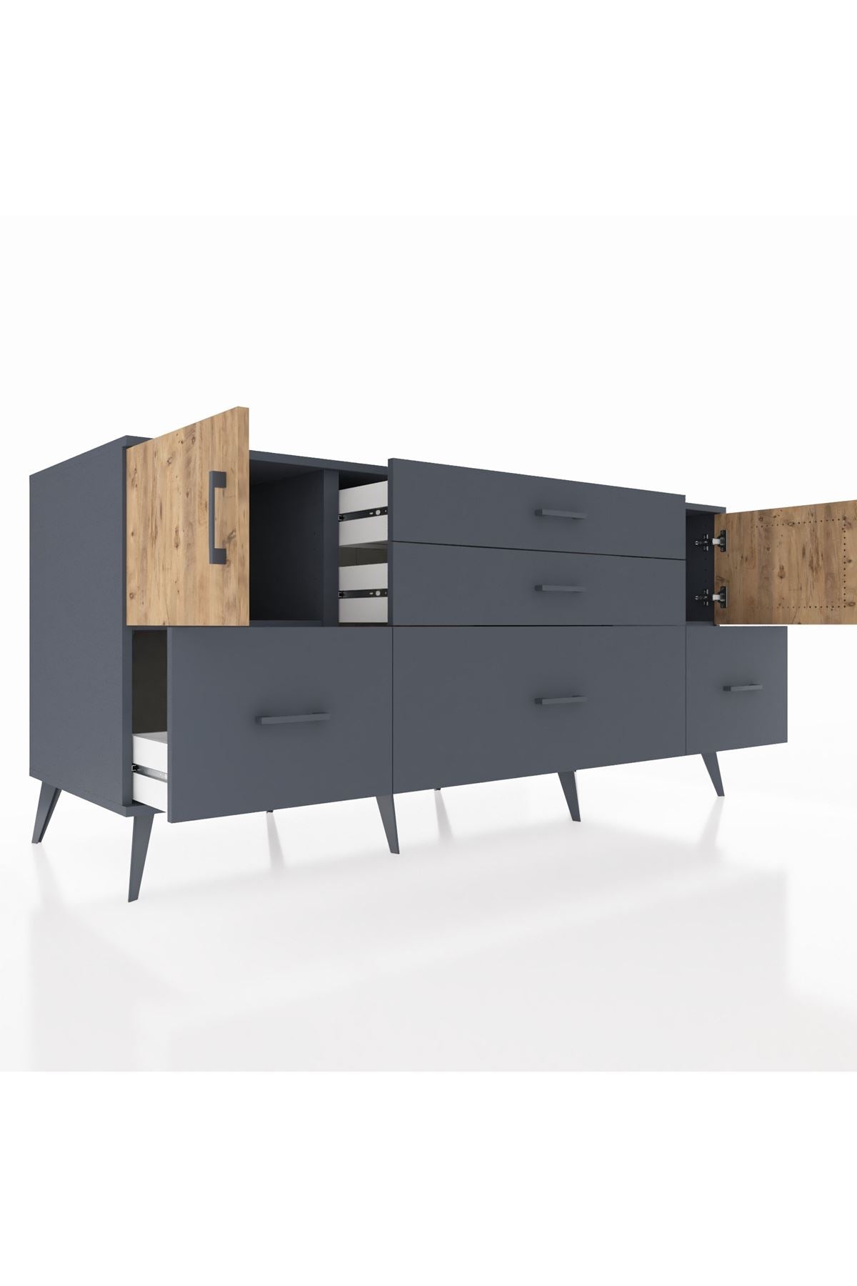 Kronos Konsol 2 Raflı 5 Çekmeceli 2 Kapaklı 176x59x83 - S610M029V11C