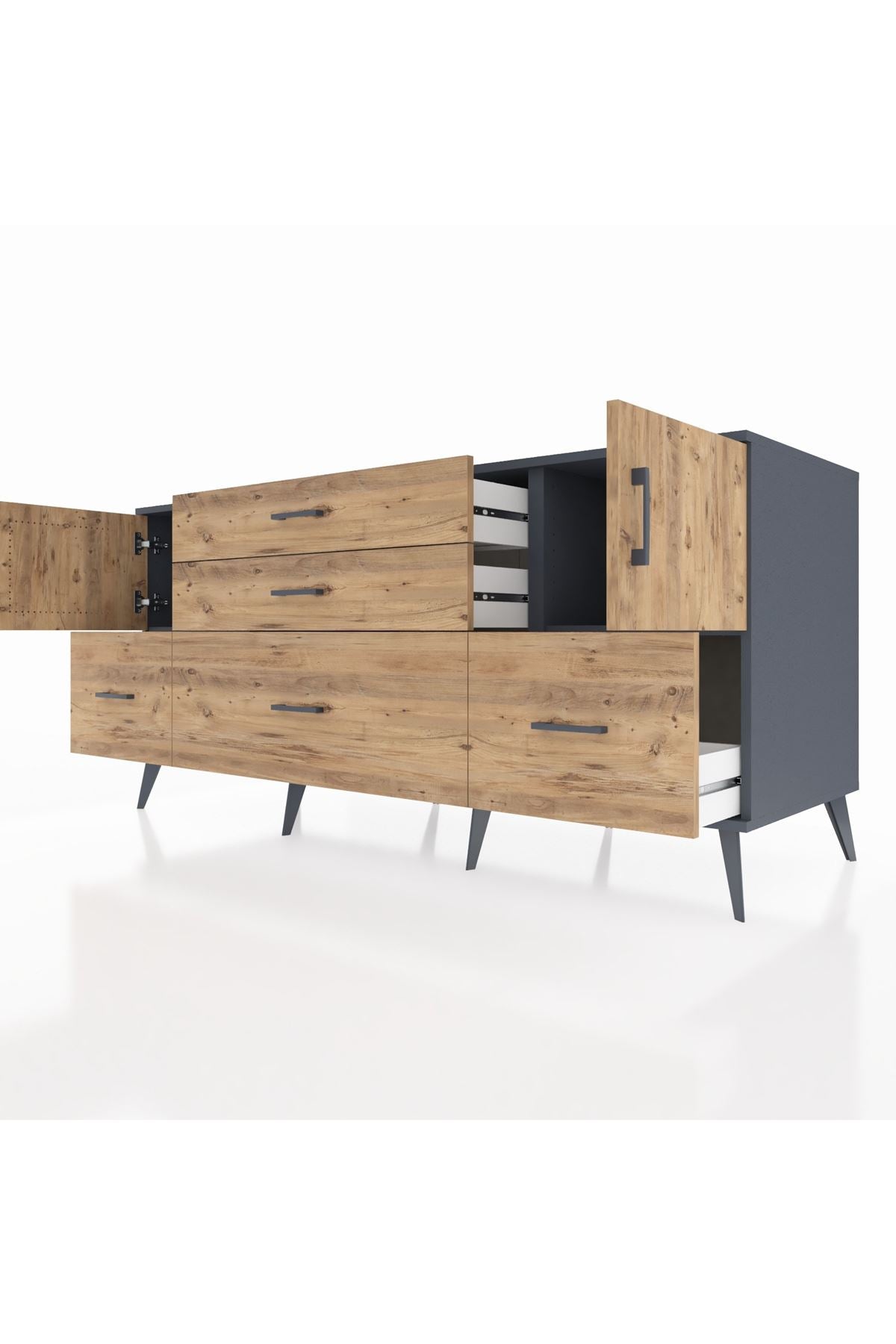 Kronos Konsol 2 Raflı 5 Çekmeceli 2 Kapaklı 176x59x83 - S610M029V12C