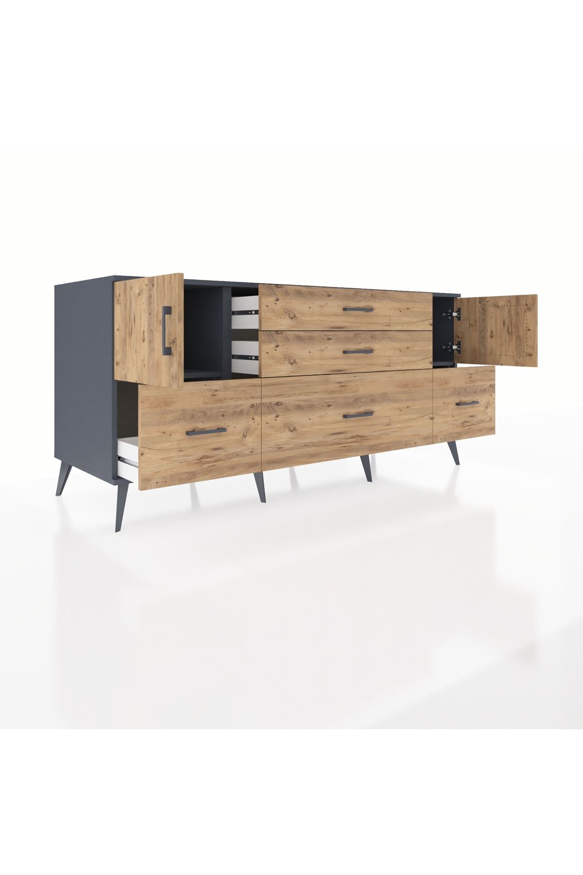 Kronos Konsol 2 Raflı 5 Çekmeceli 2 Kapaklı 176x59x83 - S610M029V12C