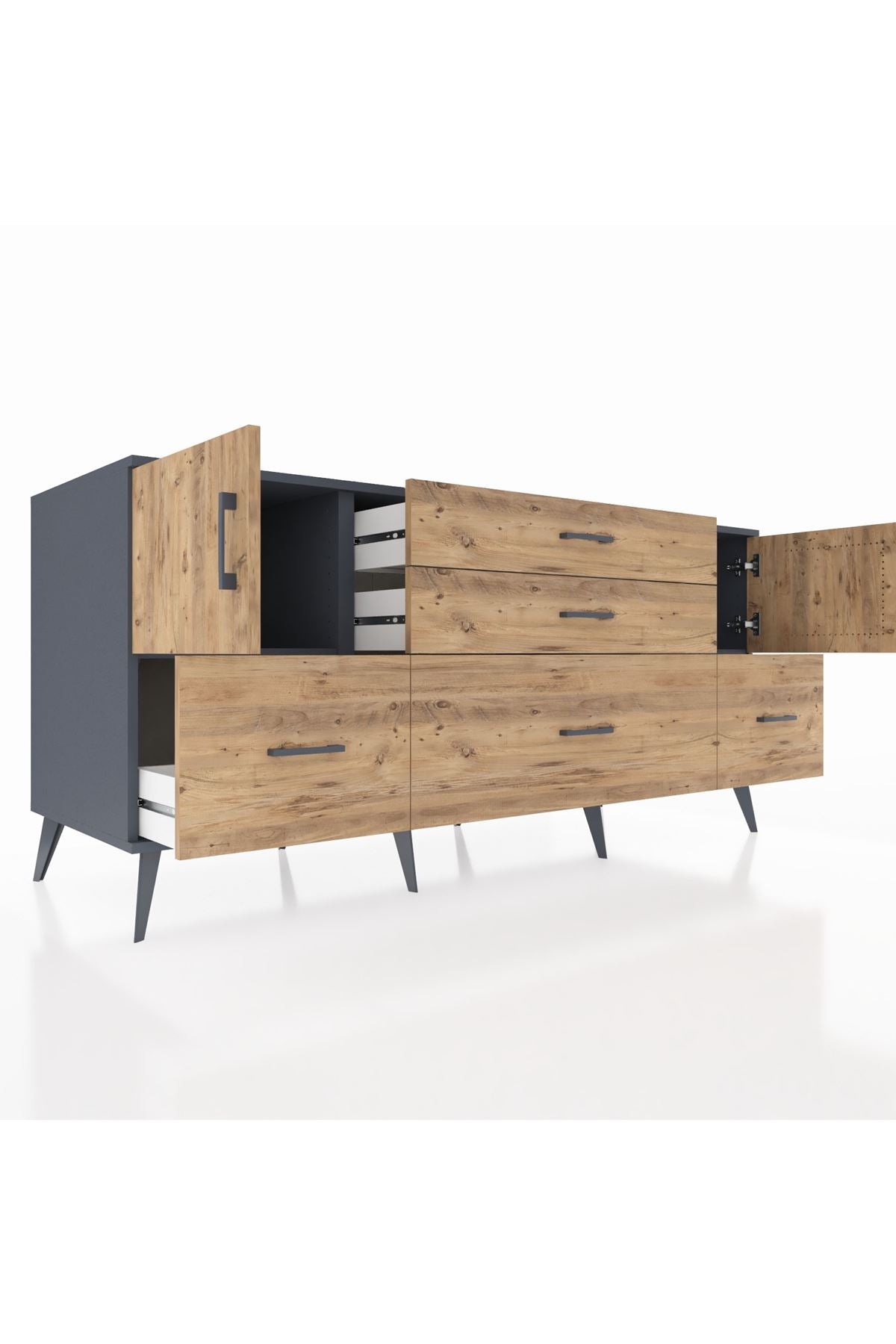 Kronos Konsol 2 Raflı 5 Çekmeceli 2 Kapaklı 176x59x83 - S610M029V12C