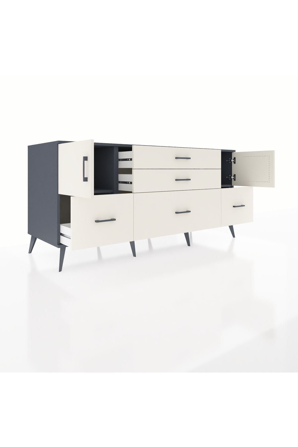 Kronos Konsol 2 Raflı 5 Çekmeceli 2 Kapaklı 176x59x83 - S610M029V13C