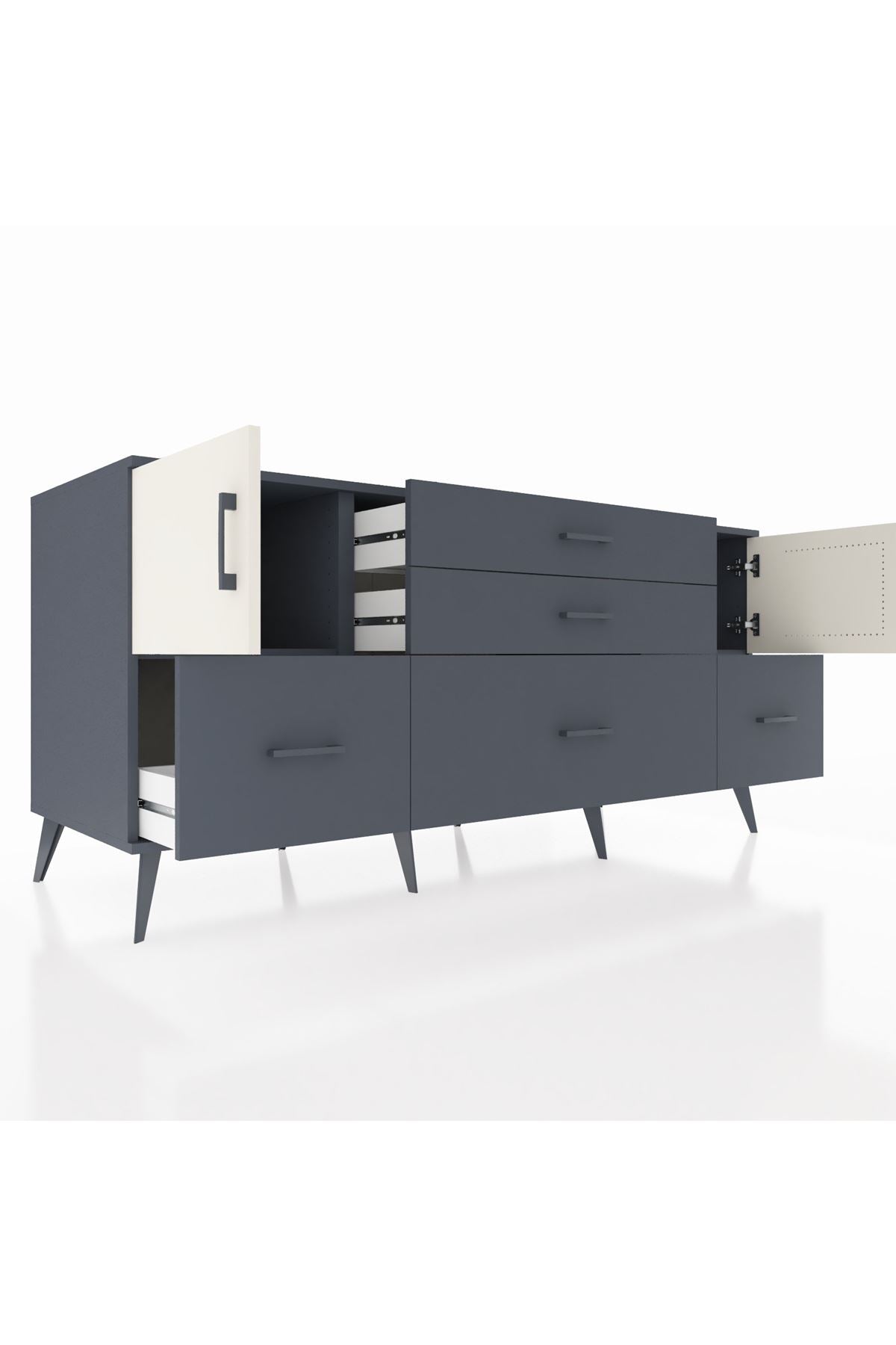 Kronos Konsol 2 Raflı 5 Çekmeceli 2 Kapaklı 176x59x83 - S610M029V14C