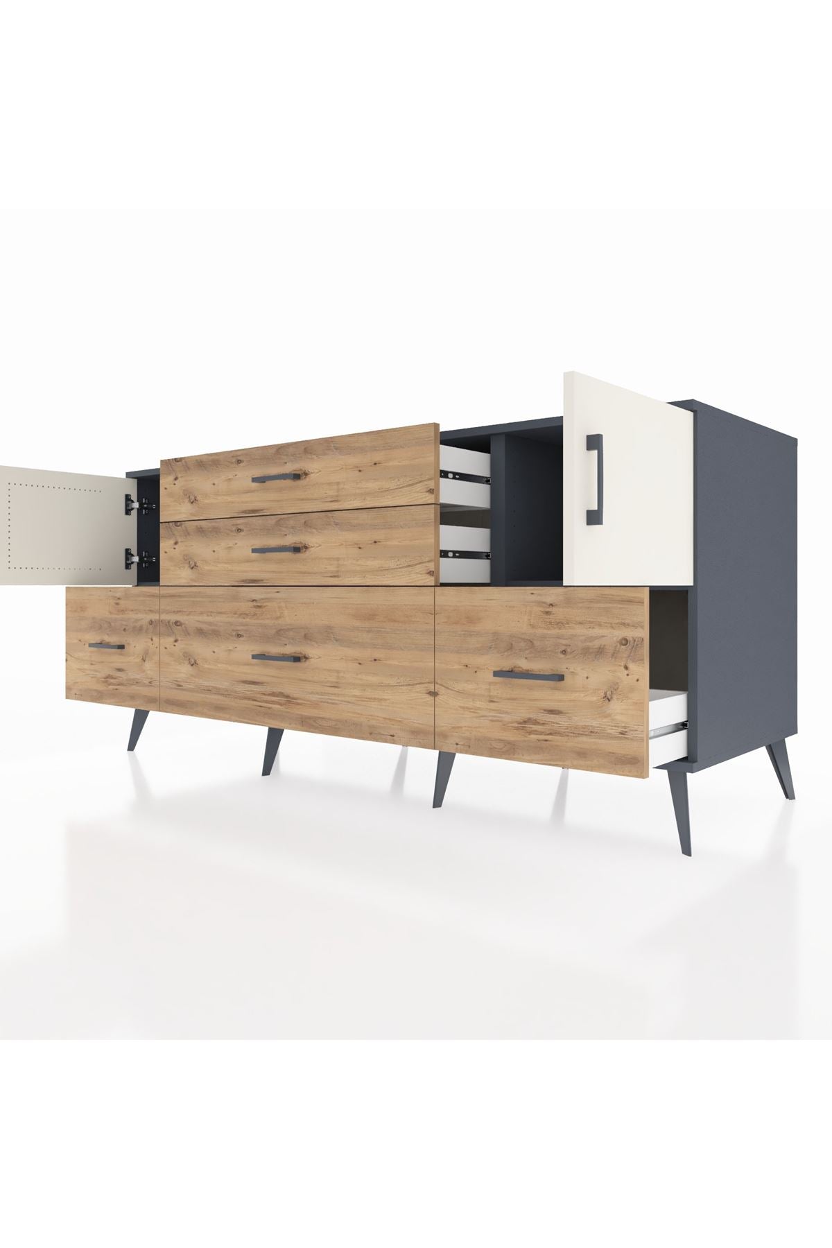 Kronos Konsol 2 Raflı 5 Çekmeceli 2 Kapaklı 176x59x83 - S610M029V15C