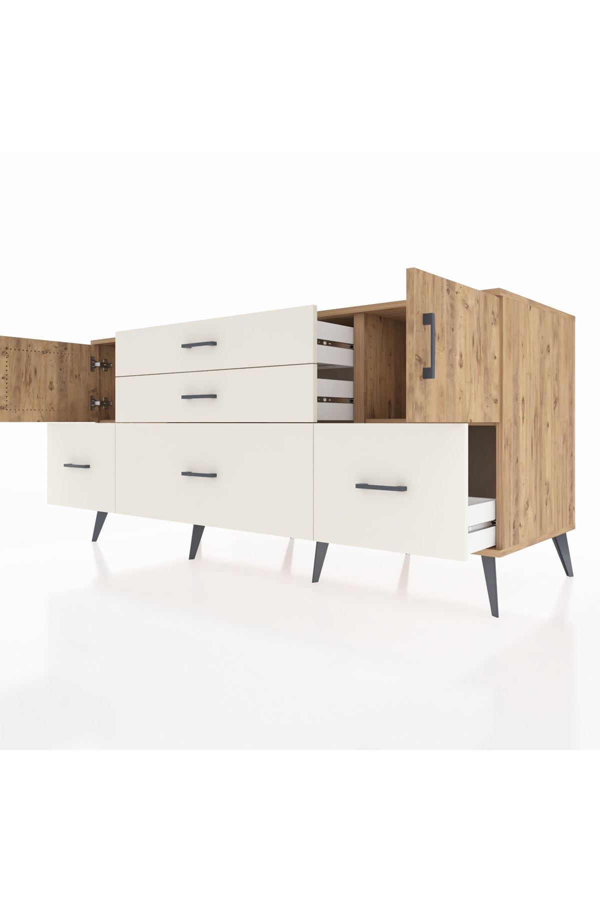 Kronos Konsol 2 Raflı 5 Çekmeceli 2 Kapaklı 176x59x83 - S610M029V19C