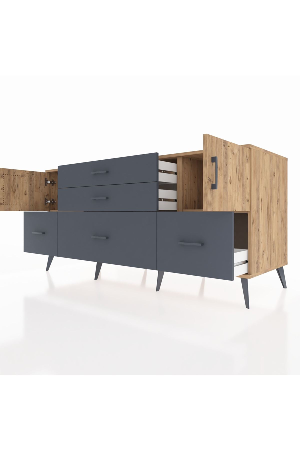 Kronos Konsol 2 Raflı 5 Çekmeceli 2 Kapaklı 176x59x83 - S610M029V20C