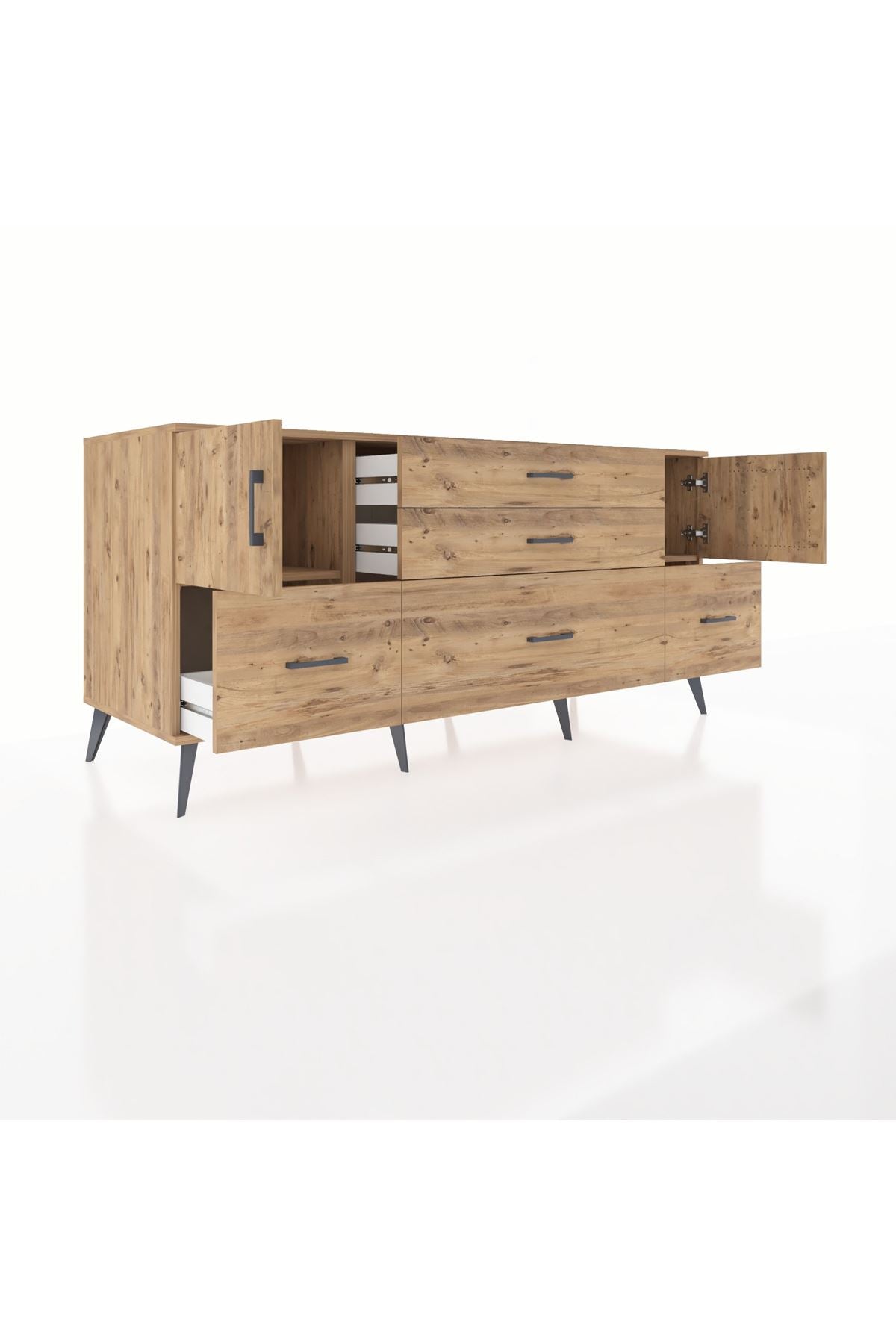 Kronos Konsol 2 Raflı 5 Çekmeceli 2 Kapaklı 176x59x83 - S610M029V21C