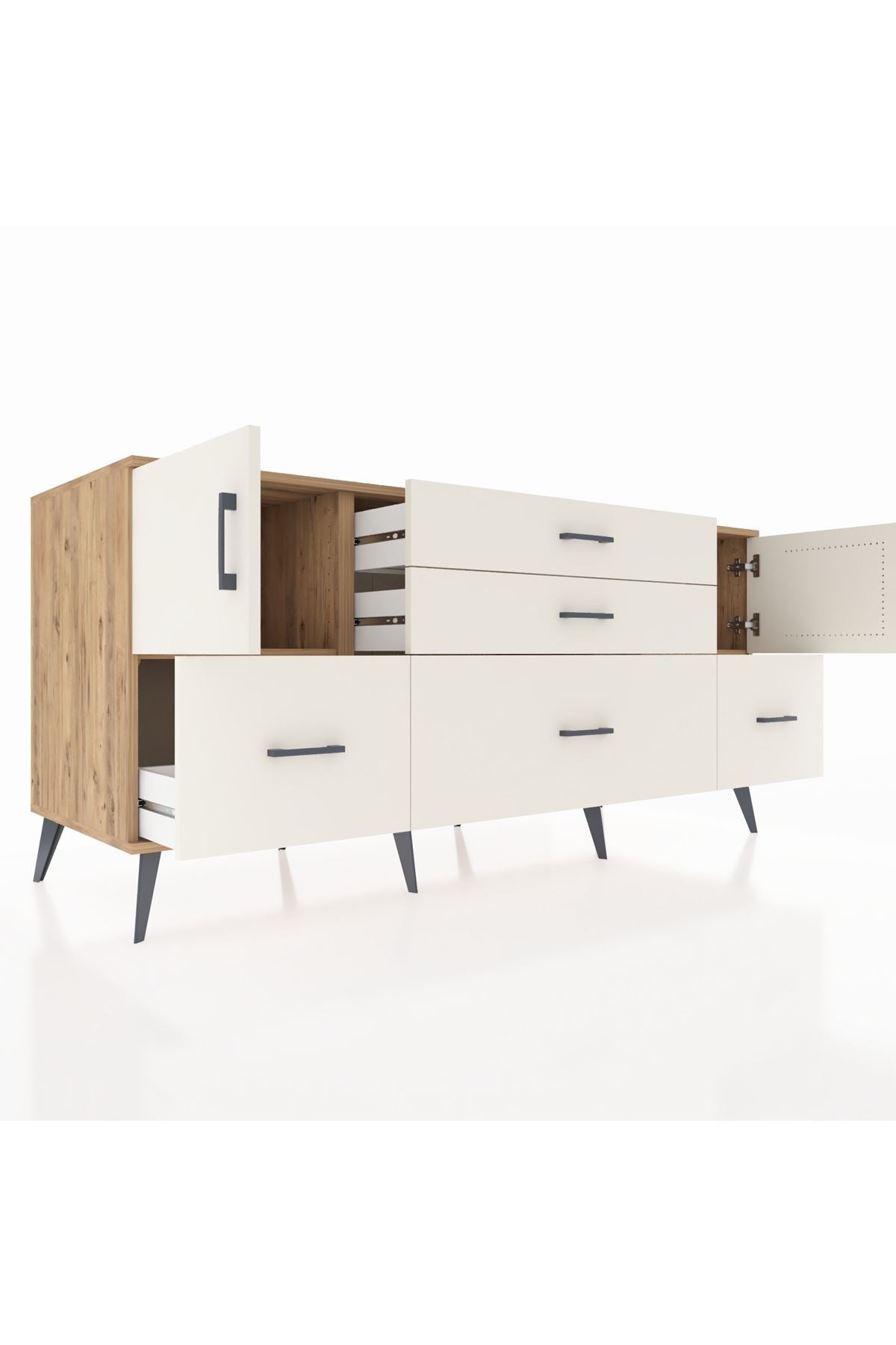 Kronos Konsol 2 Raflı 5 Çekmeceli 2 Kapaklı 176x59x83 - S610M029V22C