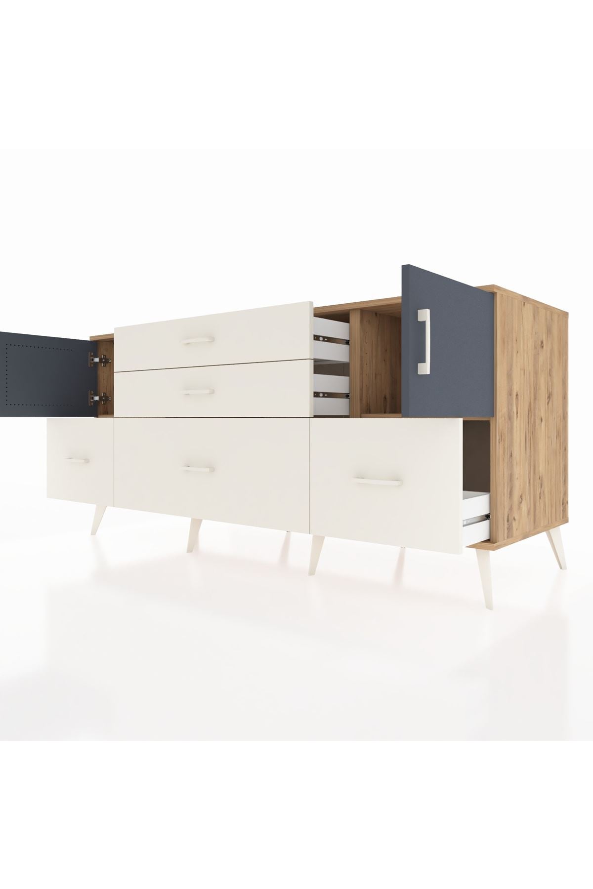 Kronos Konsol 2 Raflı 5 Çekmeceli 2 Kapaklı 176x59x83 - S610M029V25C