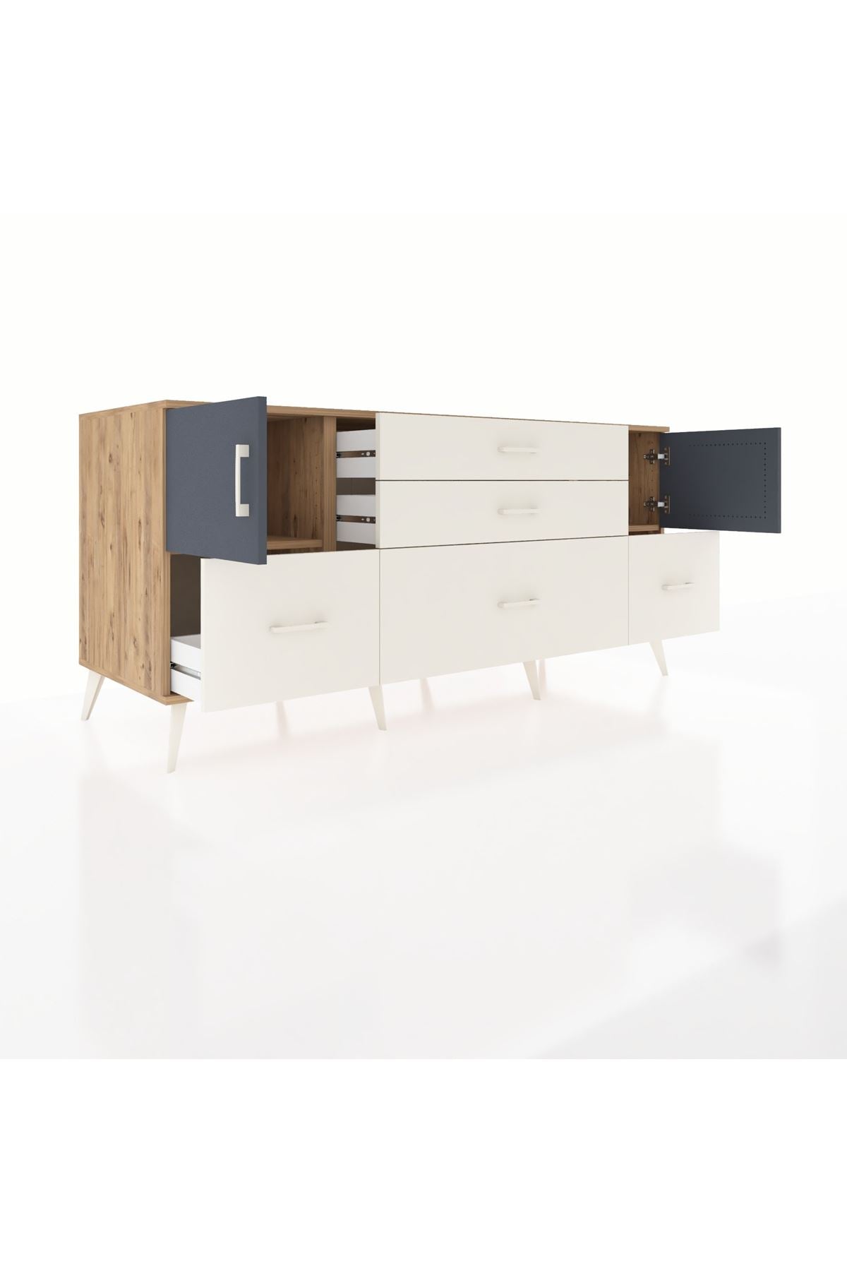 Kronos Konsol 2 Raflı 5 Çekmeceli 2 Kapaklı 176x59x83 - S610M029V25C