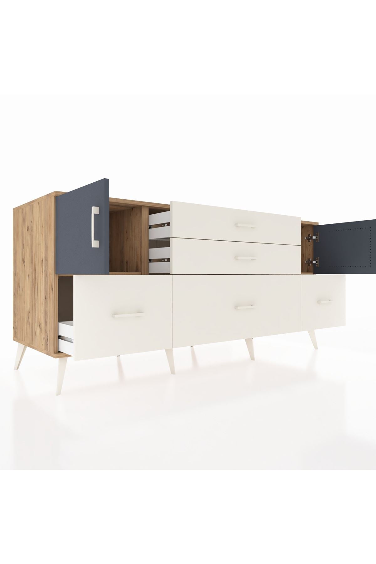 Kronos Konsol 2 Raflı 5 Çekmeceli 2 Kapaklı 176x59x83 - S610M029V25C