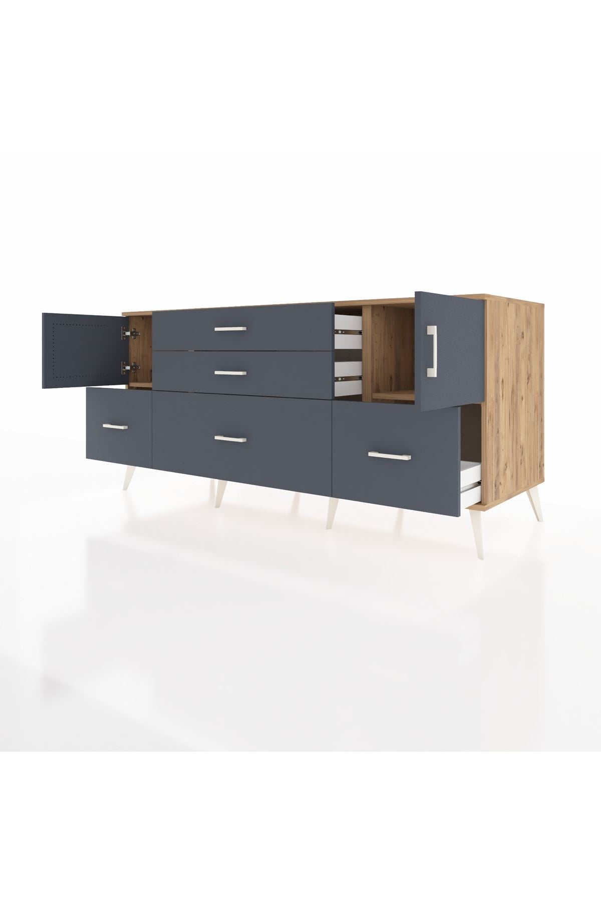 Kronos Konsol 2 Raflı 5 Çekmeceli 2 Kapaklı 176x59x83 - S610M029V26C