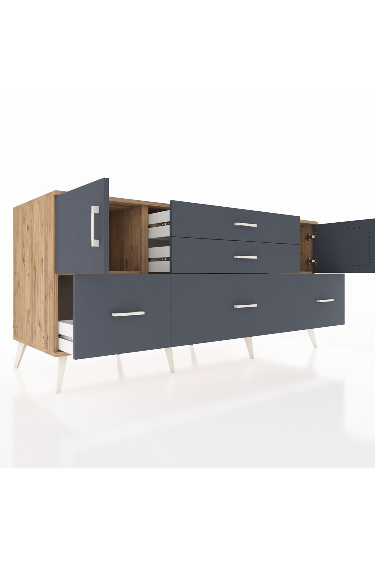 Kronos Konsol 2 Raflı 5 Çekmeceli 2 Kapaklı 176x59x83 - S610M029V26C