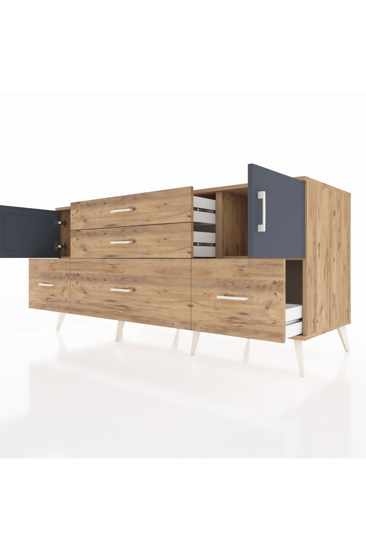 Kronos Konsol 2 Raflı 5 Çekmeceli 2 Kapaklı 176x59x83 - S610M029V27C