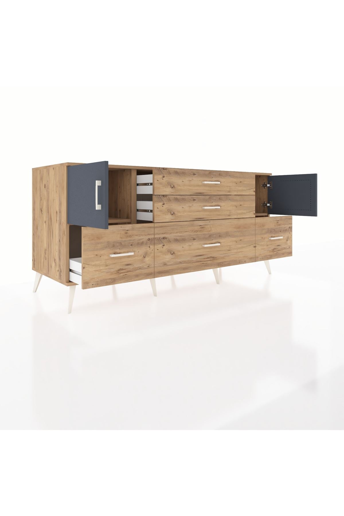 Kronos Konsol 2 Raflı 5 Çekmeceli 2 Kapaklı 176x59x83 - S610M029V27C