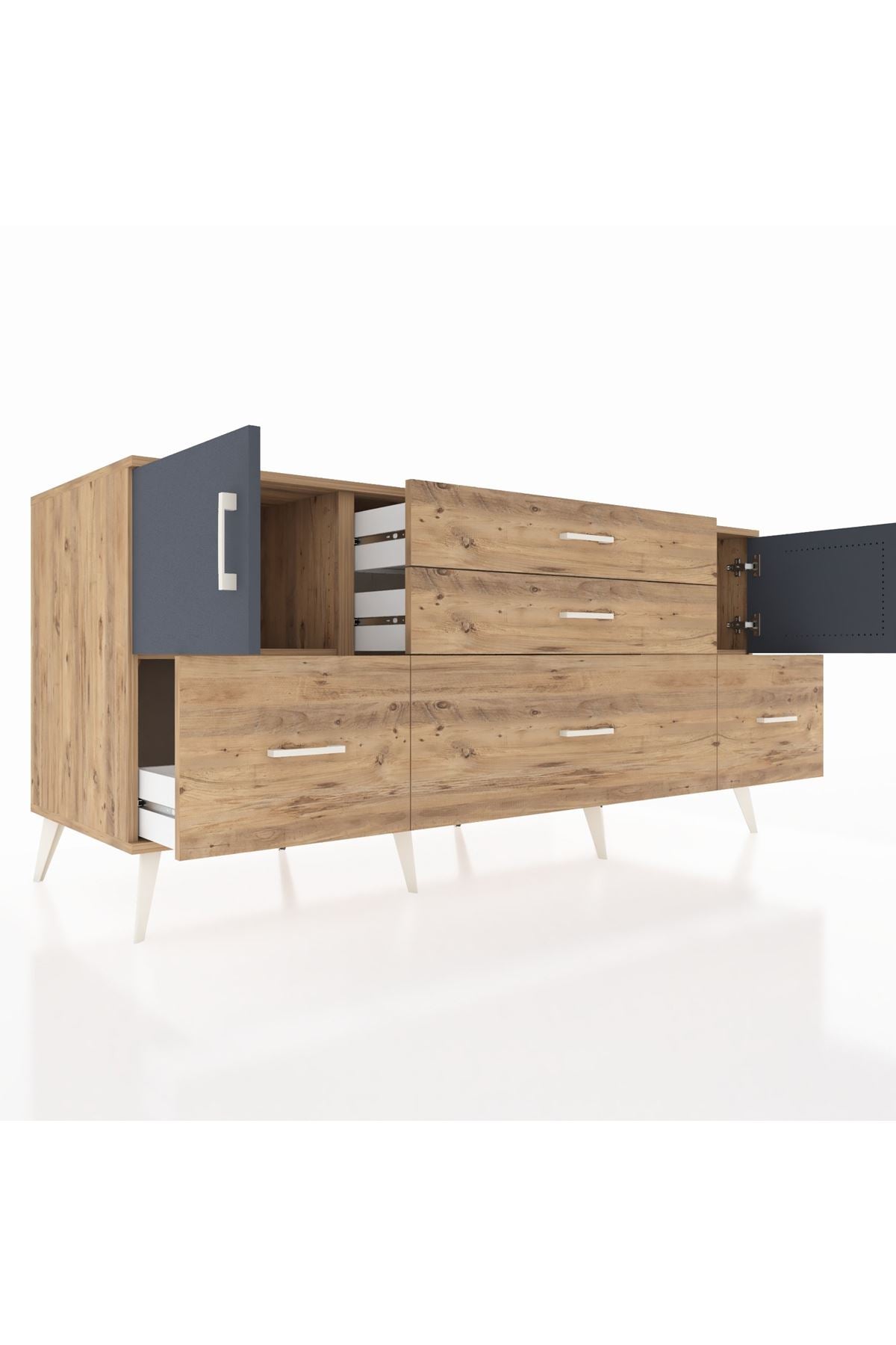 Kronos Konsol 2 Raflı 5 Çekmeceli 2 Kapaklı 176x59x83 - S610M029V27C