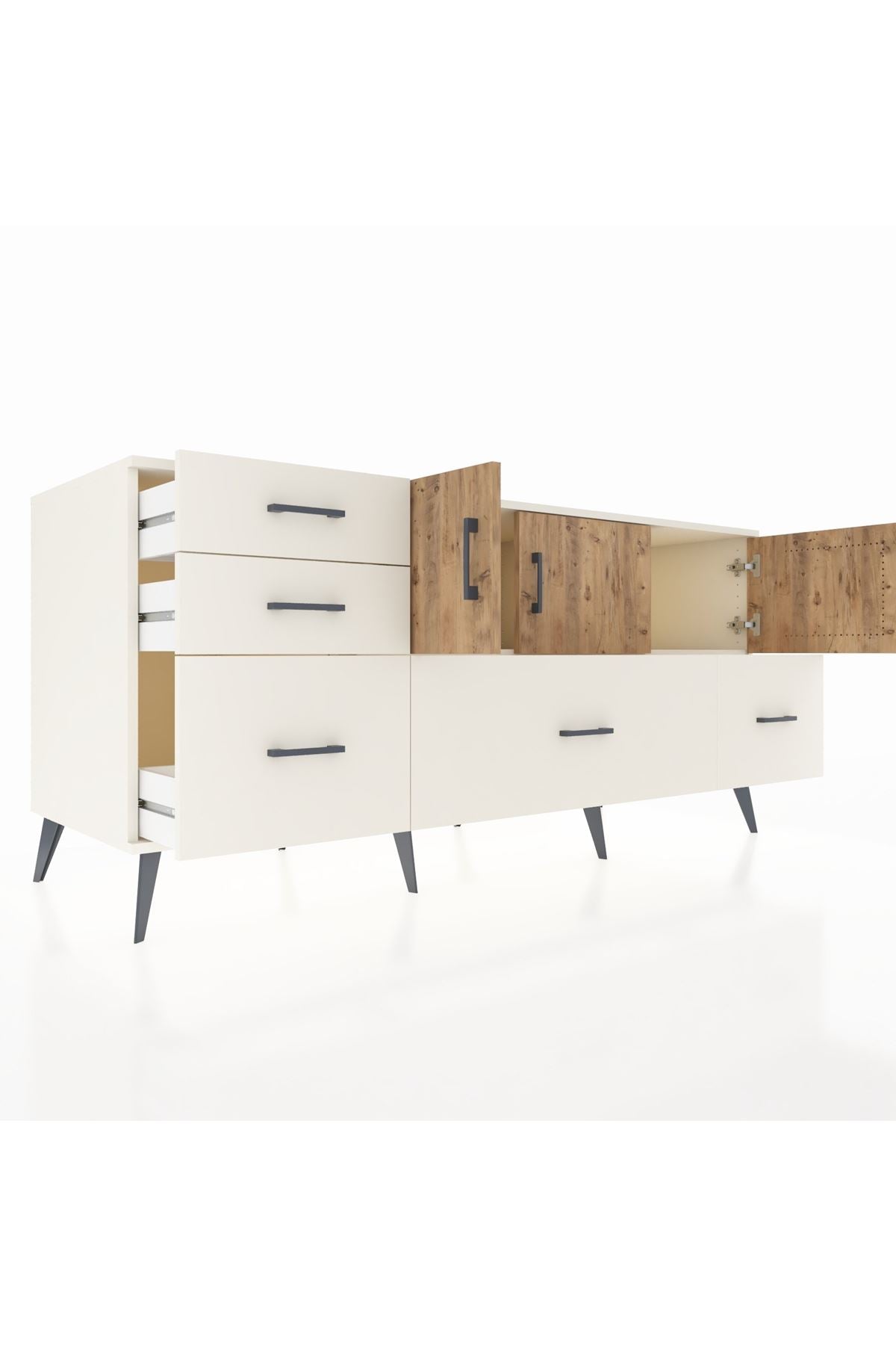 Kronos Konsol 2 Raflı 5 Çekmeceli 3 Kapaklı 176x59x83 - S610M030V01C