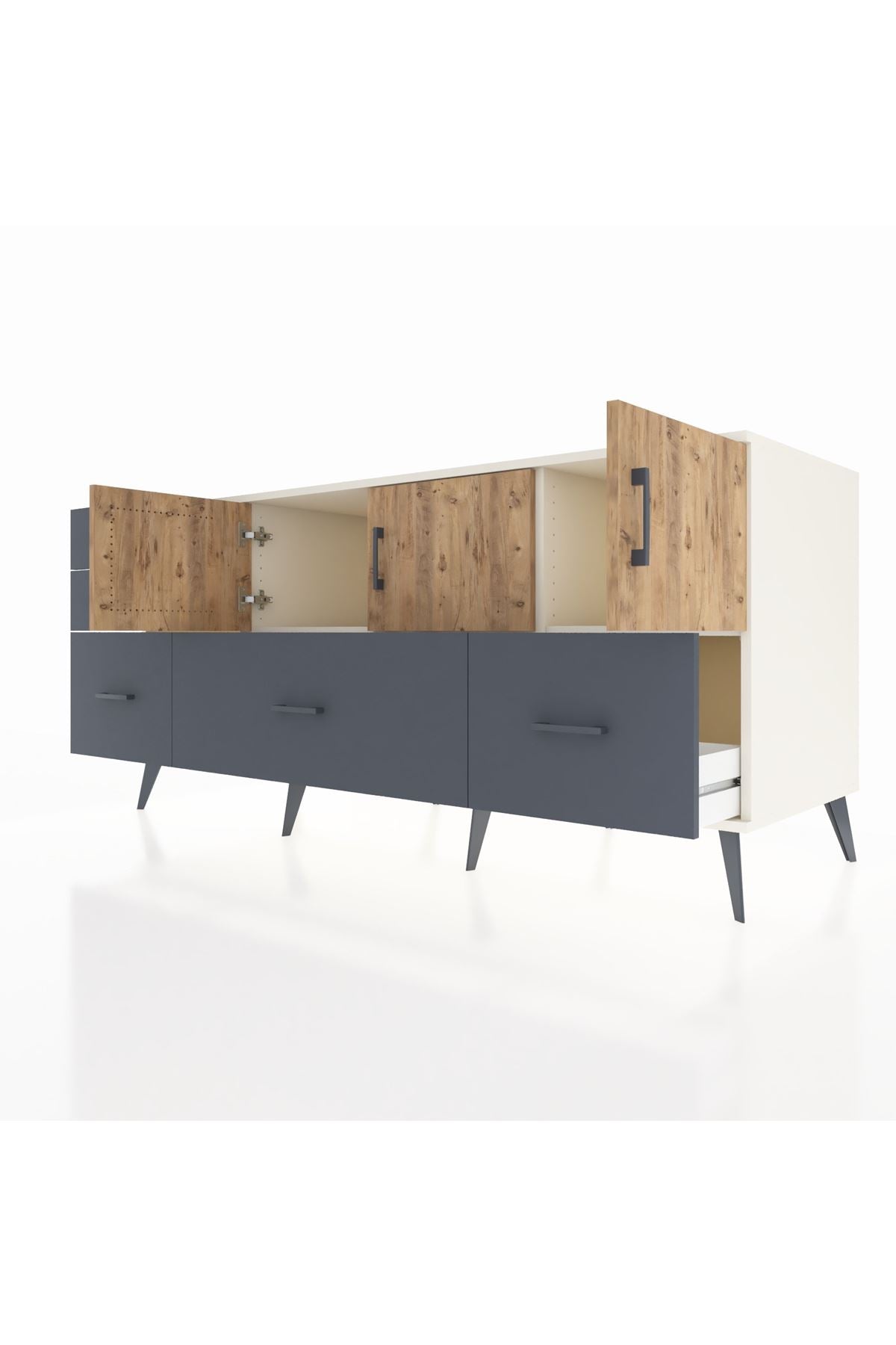 Kronos Konsol 2 Raflı 5 Çekmeceli 3 Kapaklı 176x59x83 - S610M030V02C