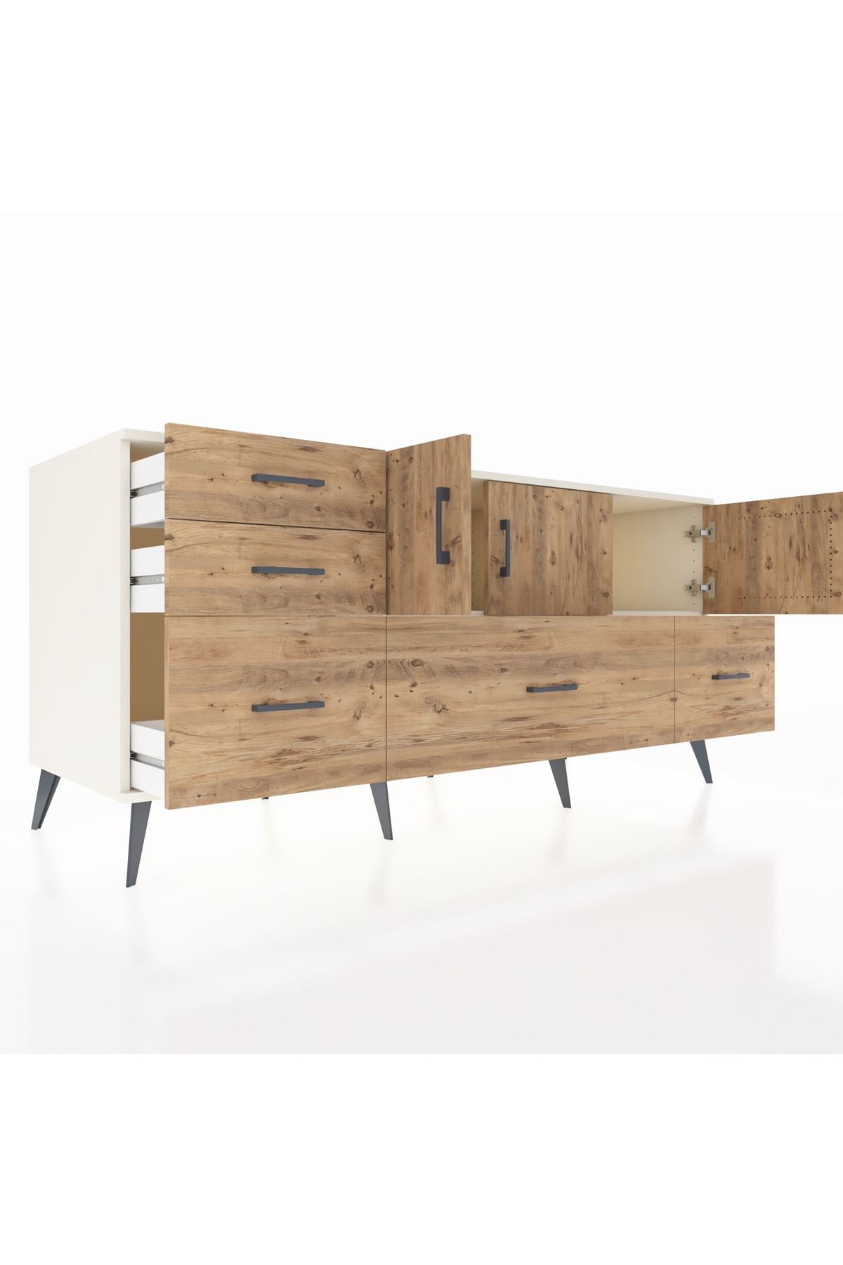 Kronos Konsol 2 Raflı 5 Çekmeceli 3 Kapaklı 176x59x83 - S610M030V03C