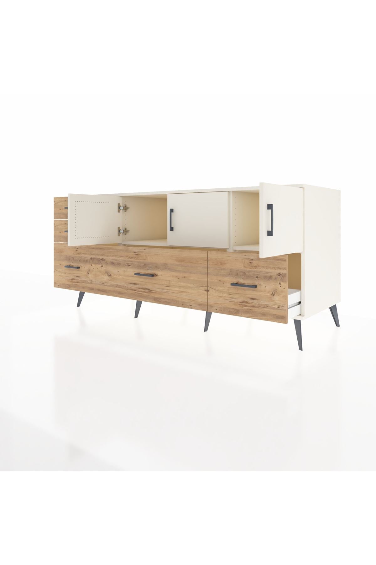 Kronos Konsol 2 Raflı 5 Çekmeceli 3 Kapaklı 176x59x83 - S610M030V06C