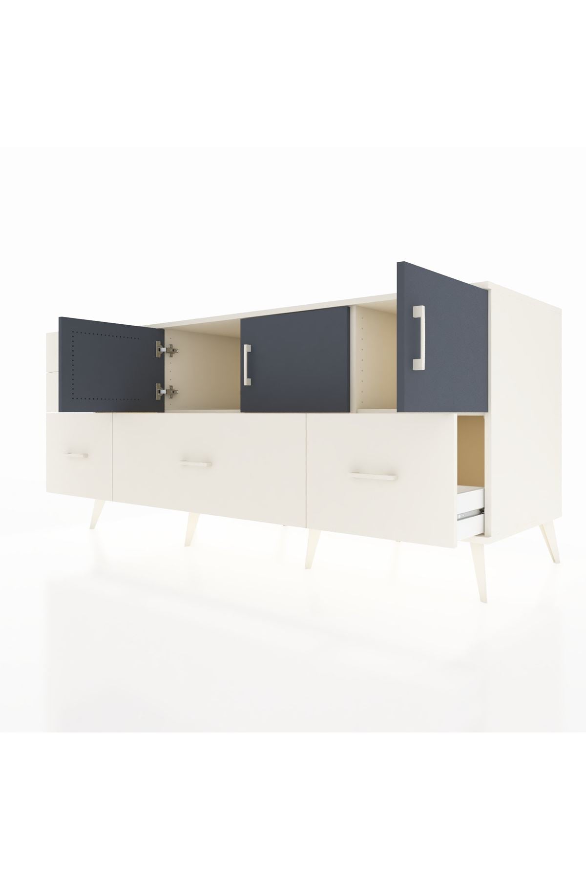 Kronos Konsol 2 Raflı 5 Çekmeceli 3 Kapaklı 176x59x83 - S610M030V07C