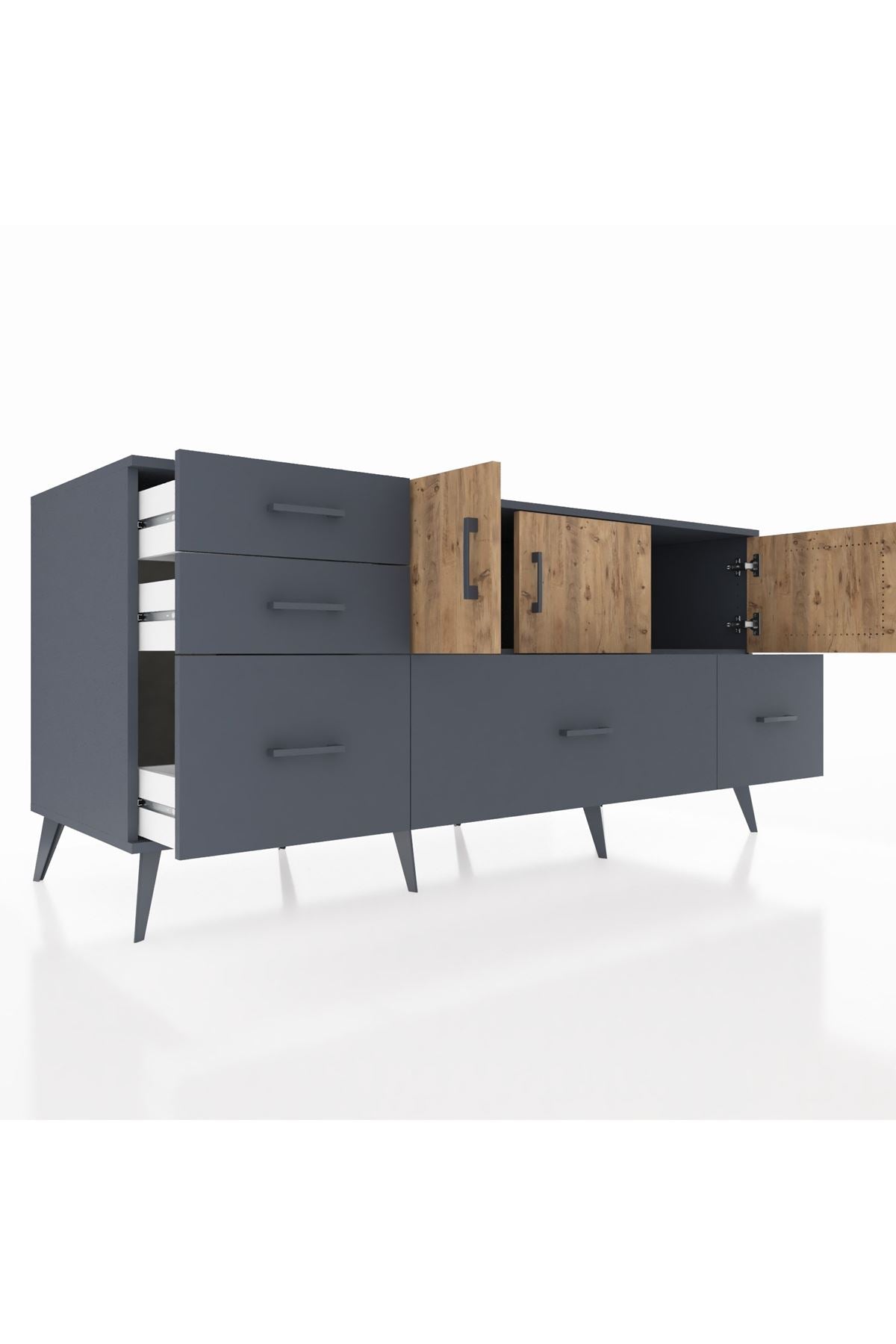 Kronos Konsol 2 Raflı 5 Çekmeceli 3 Kapaklı 176x59x83 - S610M030V11C