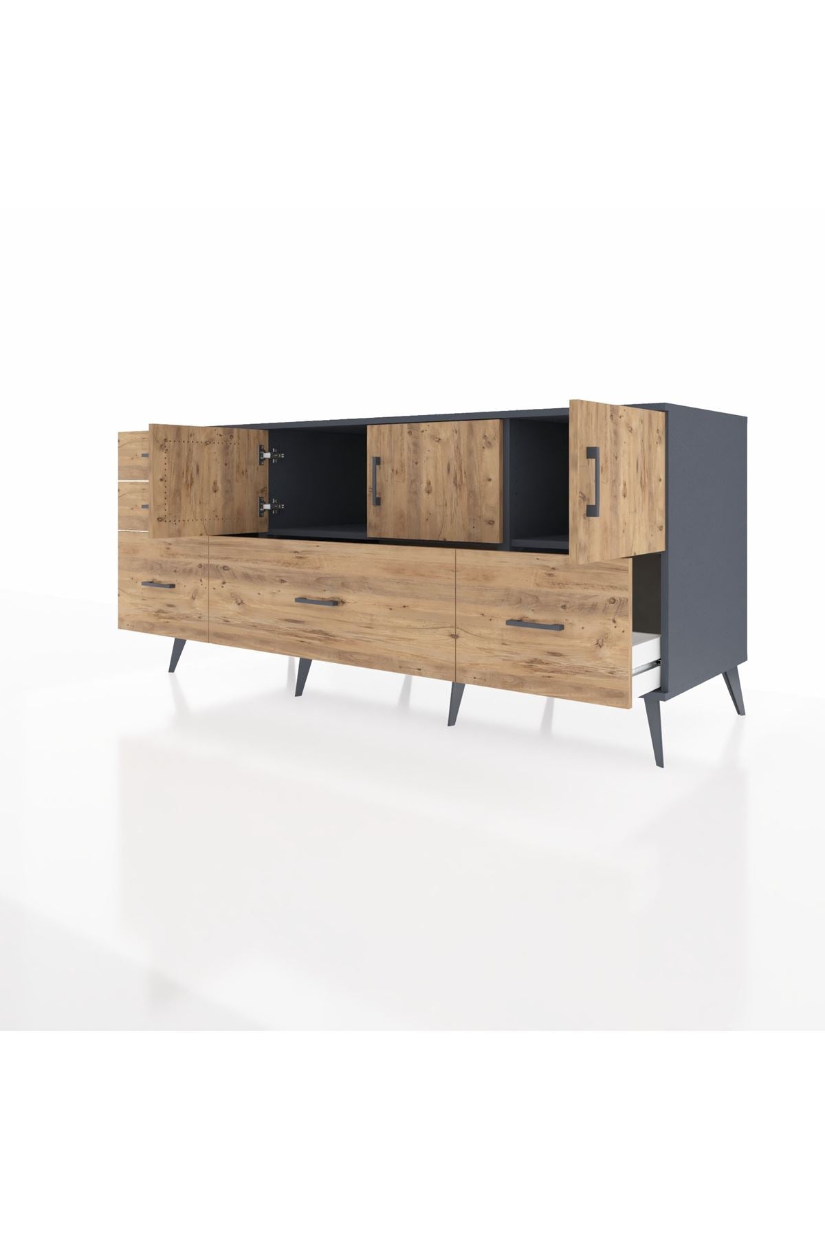 Kronos Konsol 2 Raflı 5 Çekmeceli 3 Kapaklı 176x59x83 - S610M030V12C