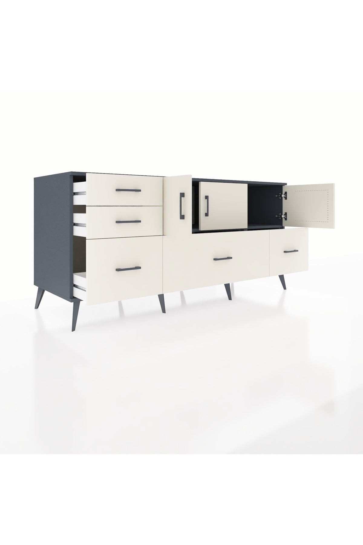 Kronos Konsol 2 Raflı 5 Çekmeceli 3 Kapaklı 176x59x83 - S610M030V13C