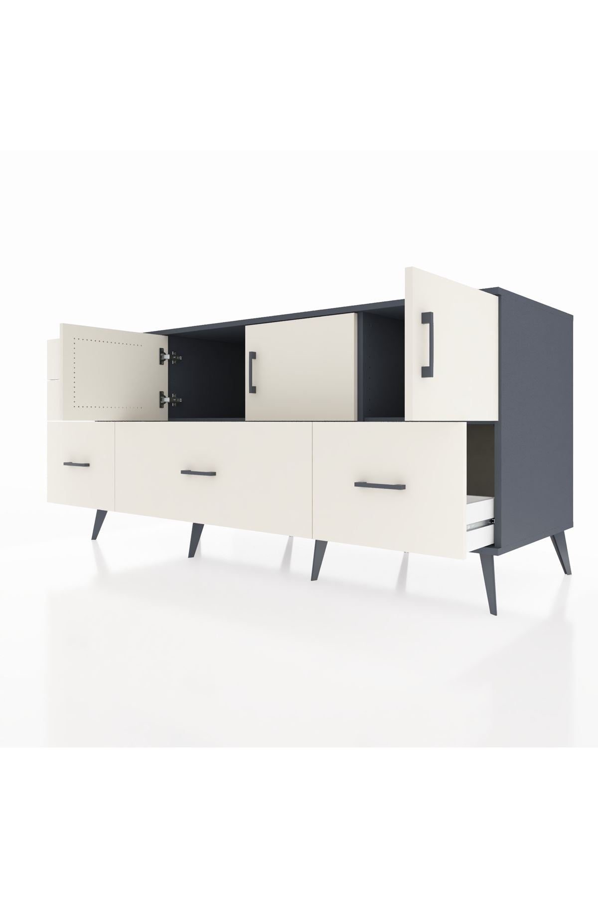 Kronos Konsol 2 Raflı 5 Çekmeceli 3 Kapaklı 176x59x83 - S610M030V13C