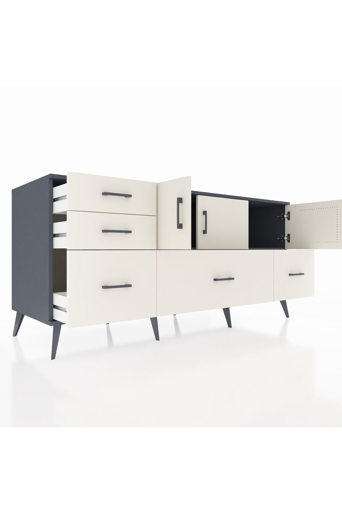 Kronos Konsol 2 Raflı 5 Çekmeceli 3 Kapaklı 176x59x83 - S610M030V13C