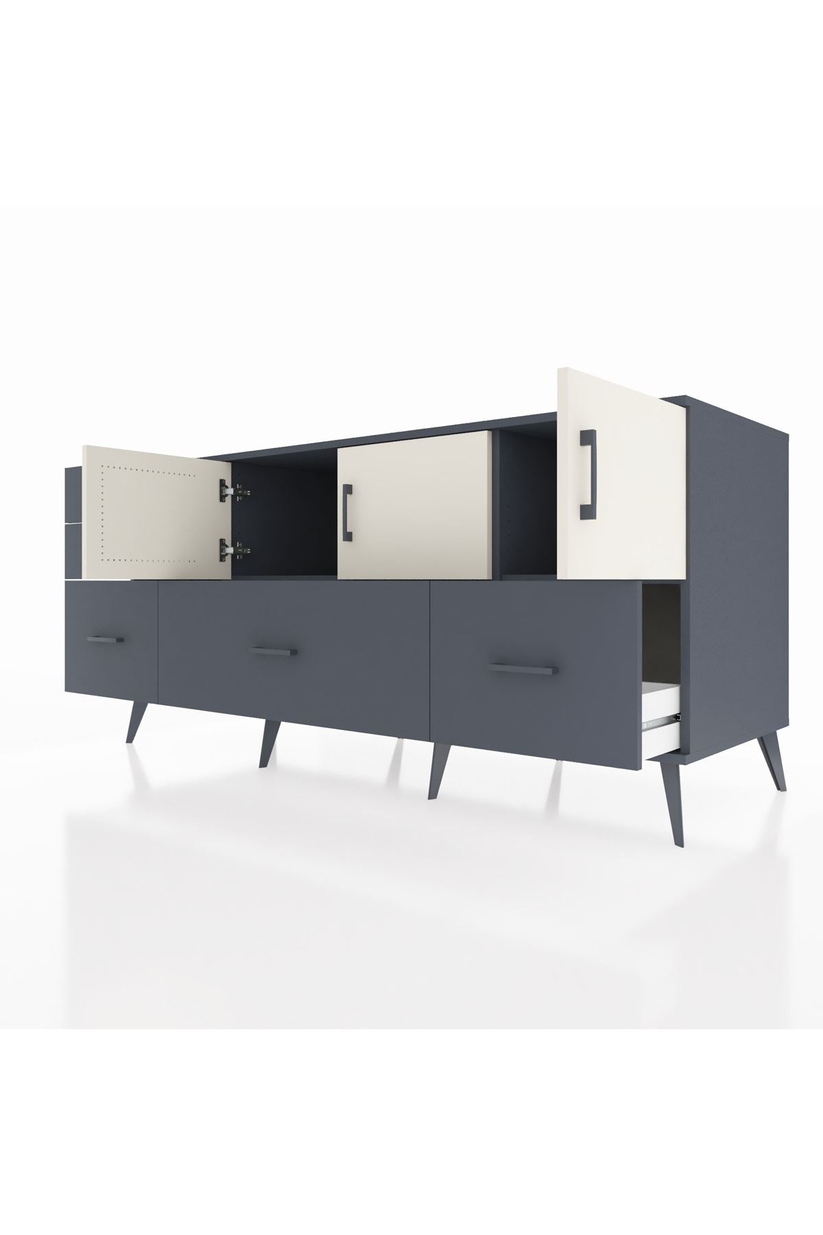 Kronos Konsol 2 Raflı 5 Çekmeceli 3 Kapaklı 176x59x83 - S610M030V14C