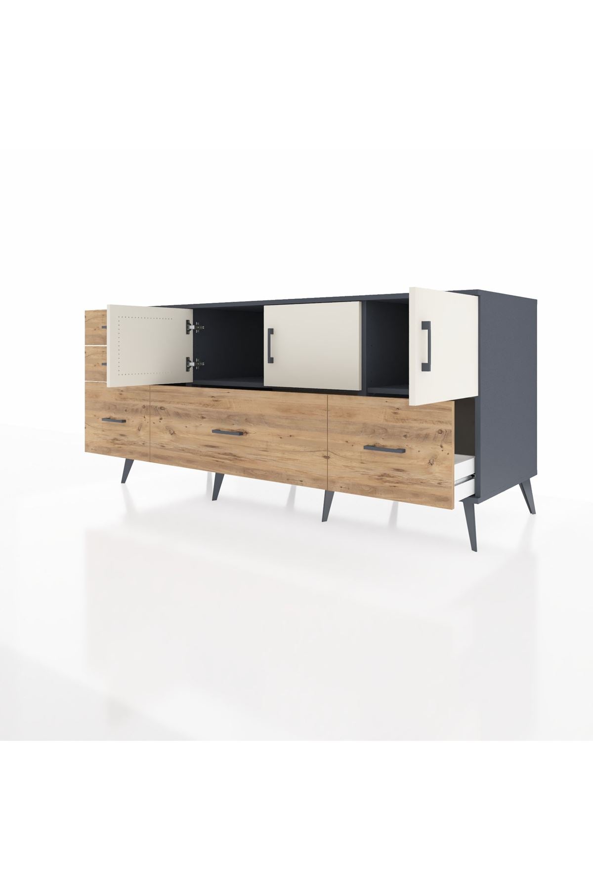 Kronos Konsol 2 Raflı 5 Çekmeceli 3 Kapaklı 176x59x83 - S610M030V15C