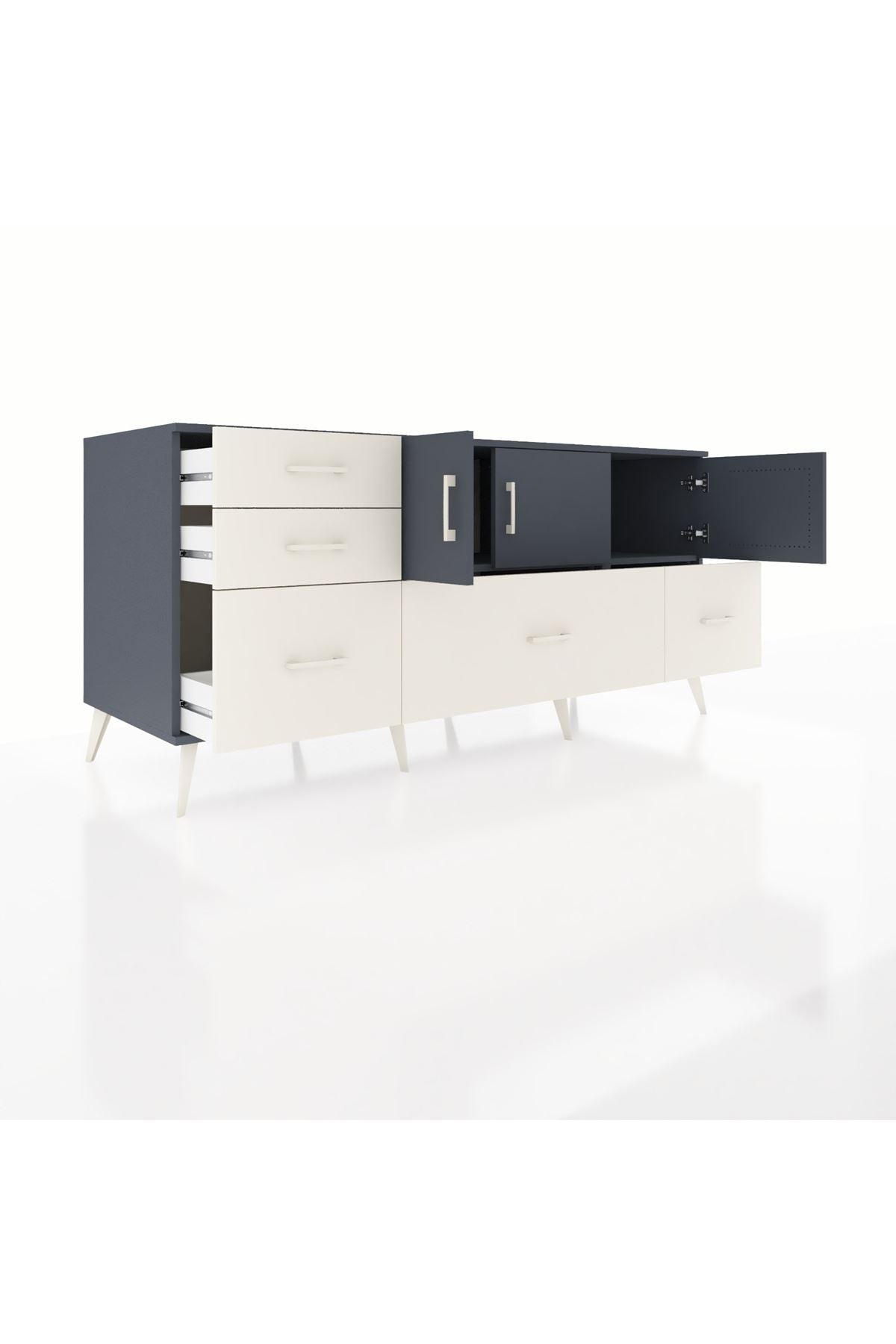 Kronos Konsol 2 Raflı 5 Çekmeceli 3 Kapaklı 176x59x83 - S610M030V16C