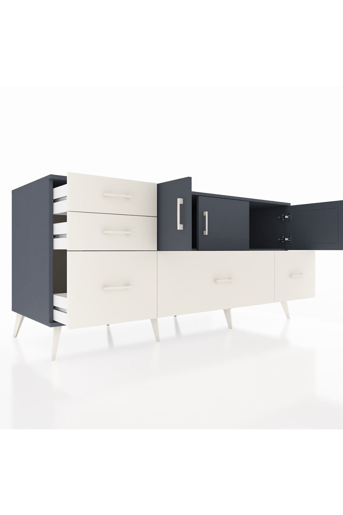 Kronos Konsol 2 Raflı 5 Çekmeceli 3 Kapaklı 176x59x83 - S610M030V16C