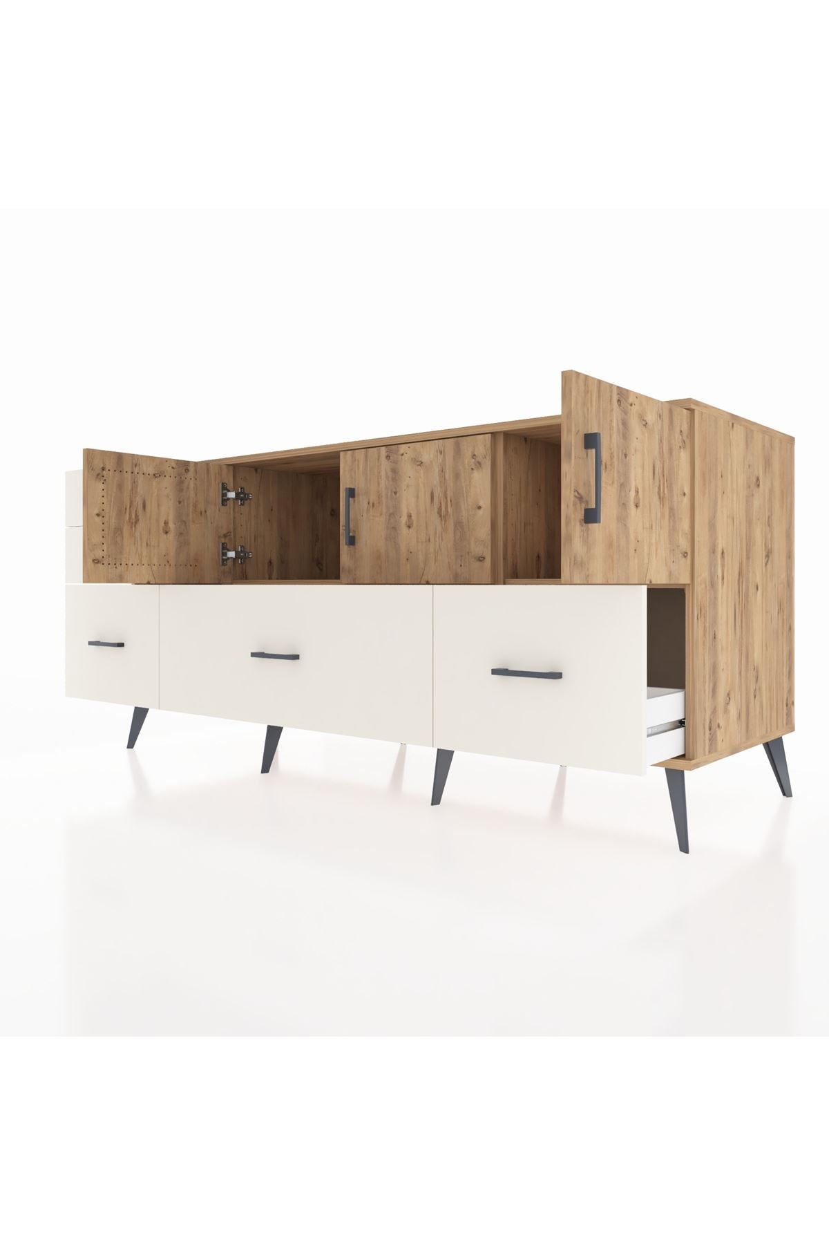 Kronos Konsol 2 Raflı 5 Çekmeceli 3 Kapaklı 176x59x83 - S610M030V19C