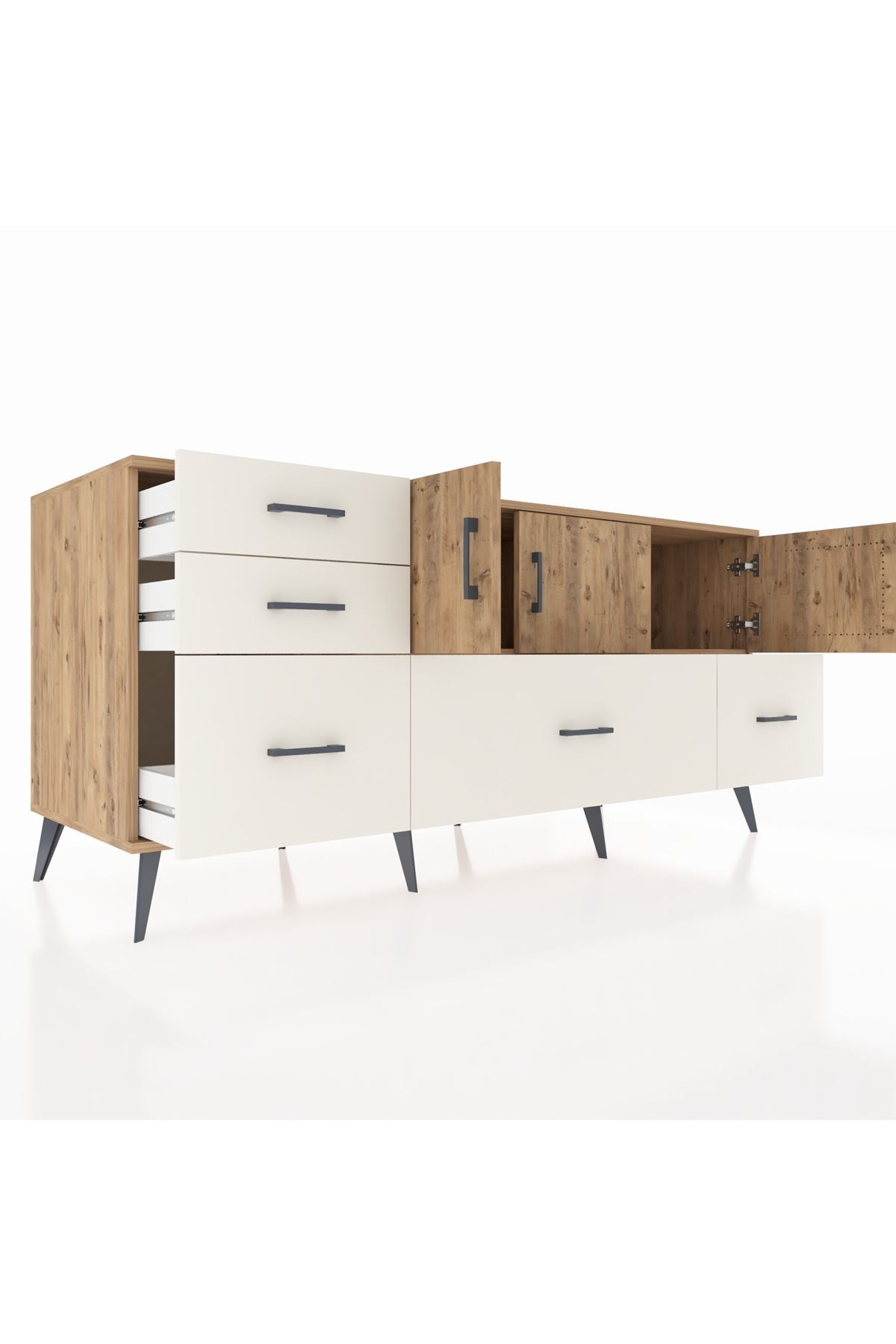 Kronos Konsol 2 Raflı 5 Çekmeceli 3 Kapaklı 176x59x83 - S610M030V19C