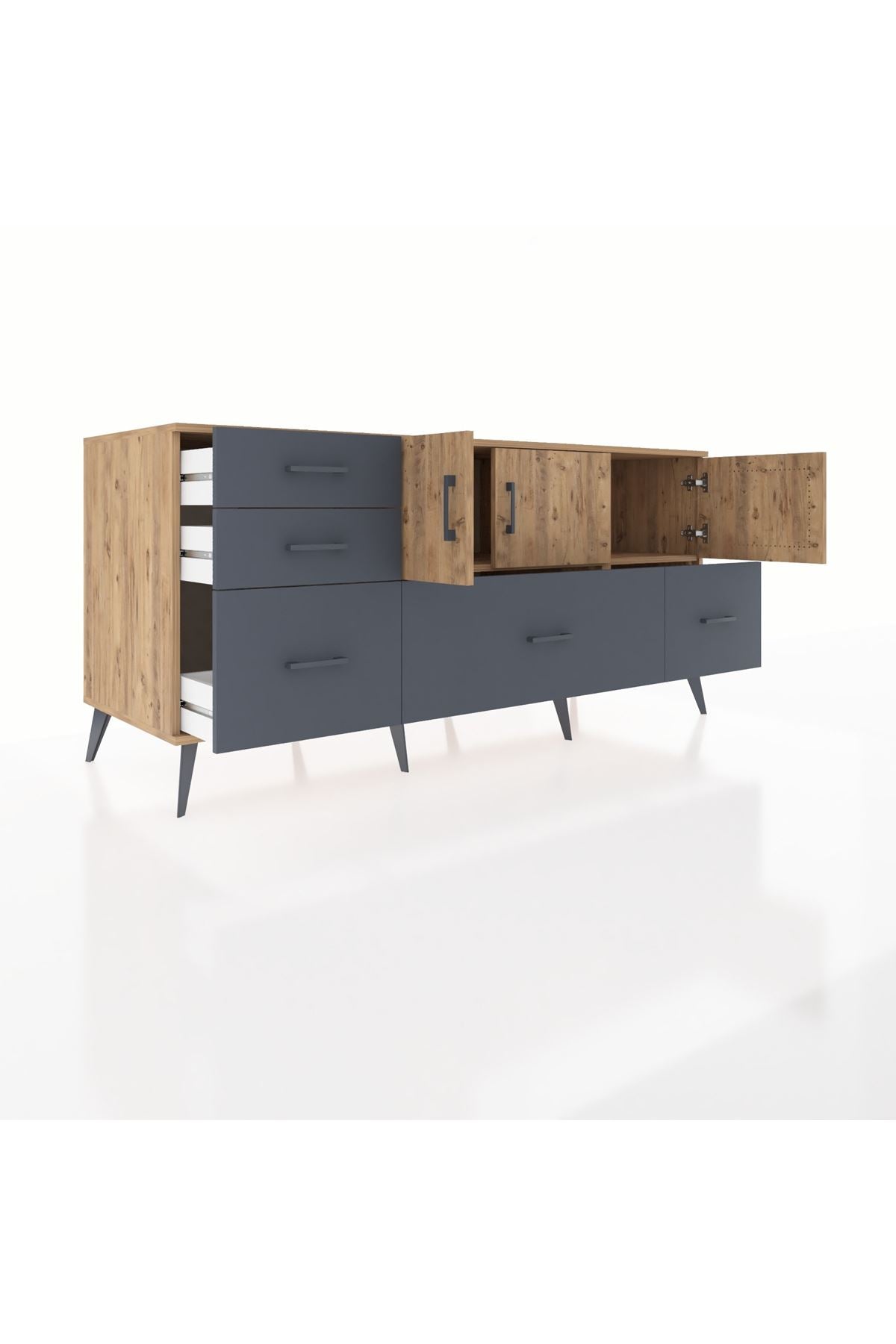 Kronos Konsol 2 Raflı 5 Çekmeceli 3 Kapaklı 176x59x83 - S610M030V20C