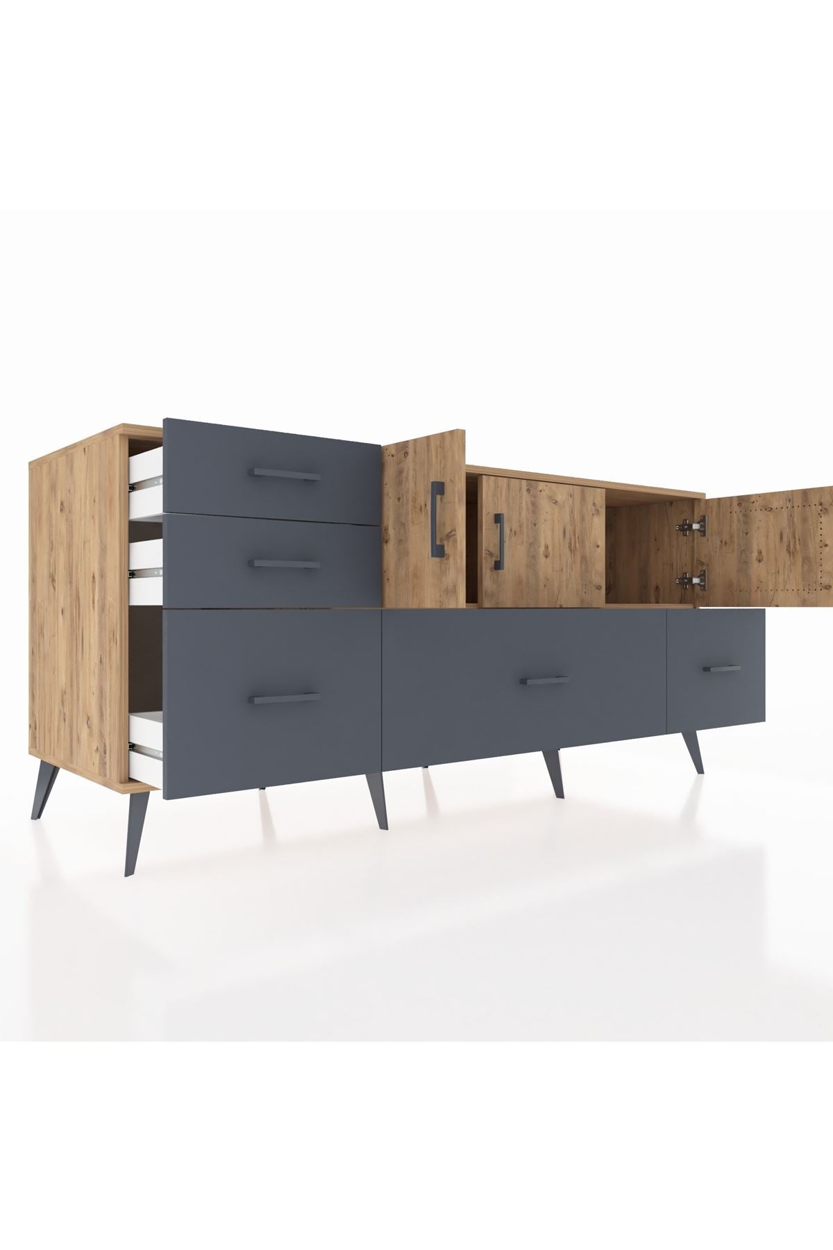 Kronos Konsol 2 Raflı 5 Çekmeceli 3 Kapaklı 176x59x83 - S610M030V20C