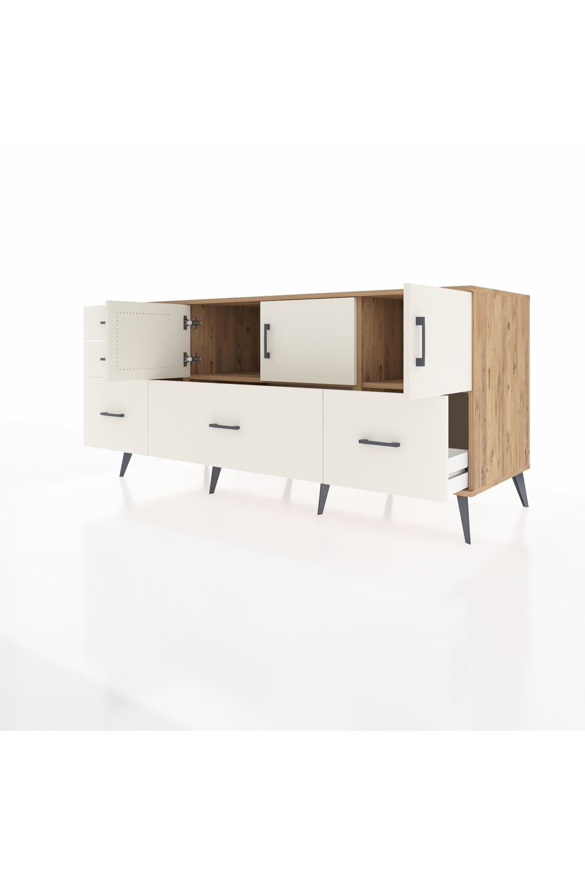 Kronos Konsol 2 Raflı 5 Çekmeceli 3 Kapaklı 176x59x83 - S610M030V22C