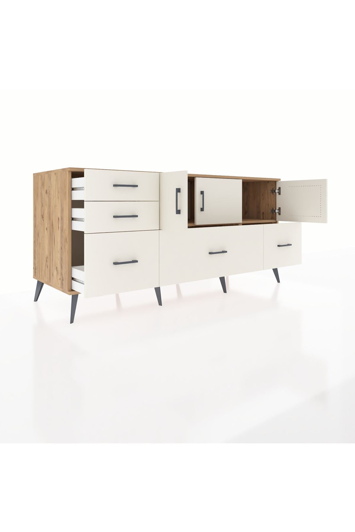 Kronos Konsol 2 Raflı 5 Çekmeceli 3 Kapaklı 176x59x83 - S610M030V22C