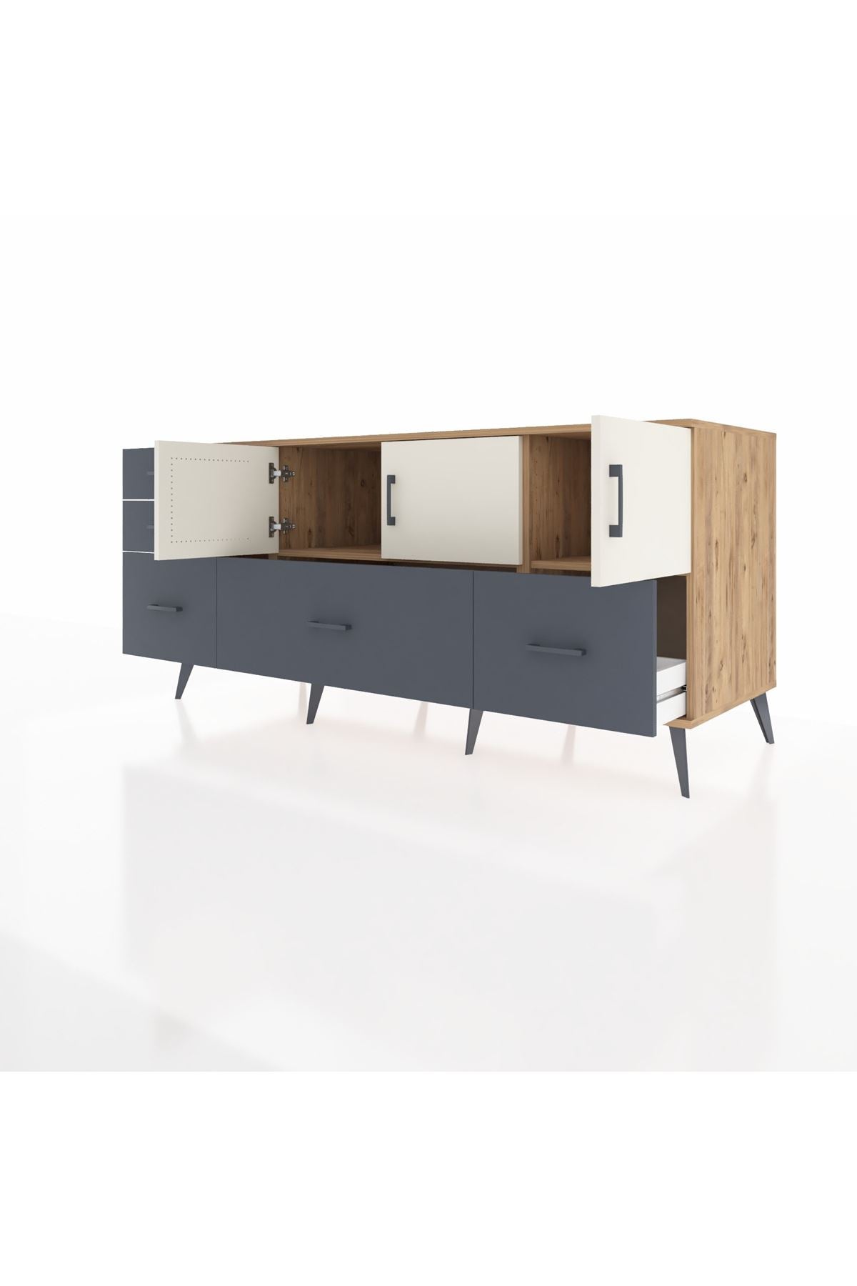 Kronos Konsol 2 Raflı 5 Çekmeceli 3 Kapaklı 176x59x83 - S610M030V23C