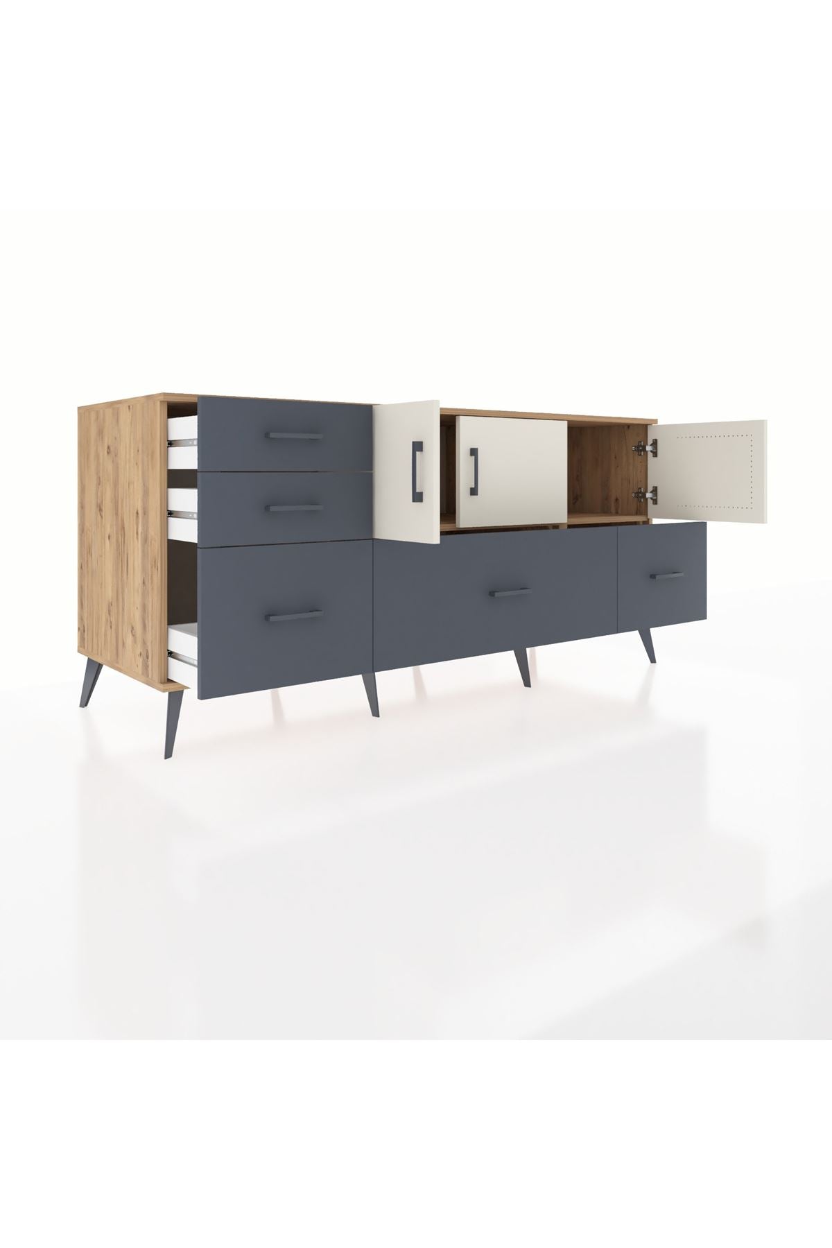 Kronos Konsol 2 Raflı 5 Çekmeceli 3 Kapaklı 176x59x83 - S610M030V23C