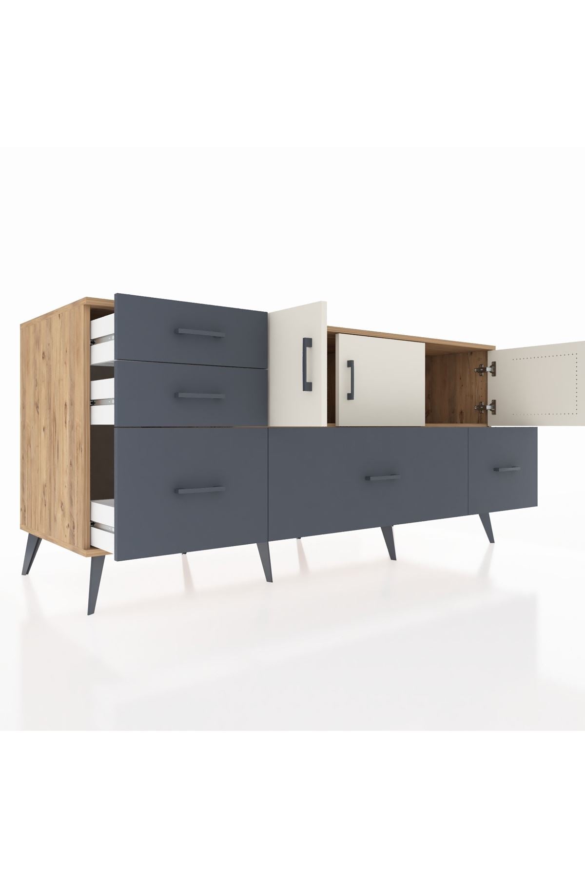 Kronos Konsol 2 Raflı 5 Çekmeceli 3 Kapaklı 176x59x83 - S610M030V23C