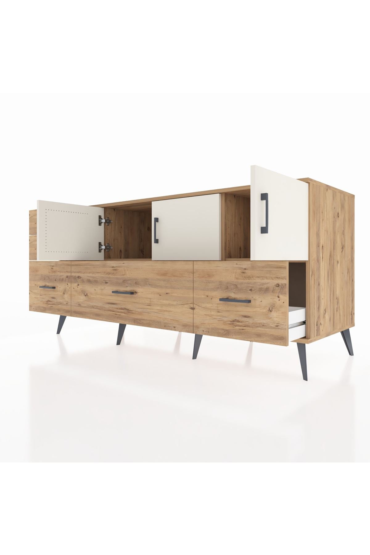 Kronos Konsol 2 Raflı 5 Çekmeceli 3 Kapaklı 176x59x83 - S610M030V24C