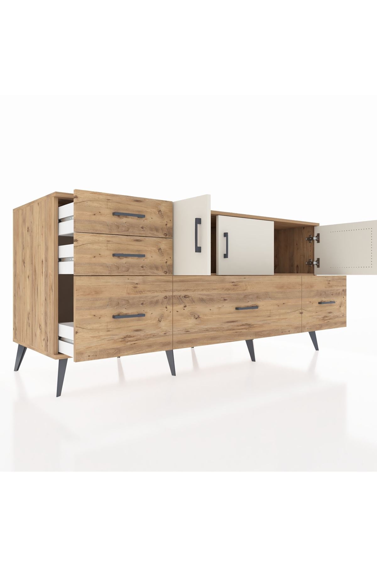 Kronos Konsol 2 Raflı 5 Çekmeceli 3 Kapaklı 176x59x83 - S610M030V24C