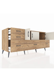 Kronos Konsol 2 Raflı 5 Çekmeceli 3 Kapaklı 176x59x83 - S610M030V24C